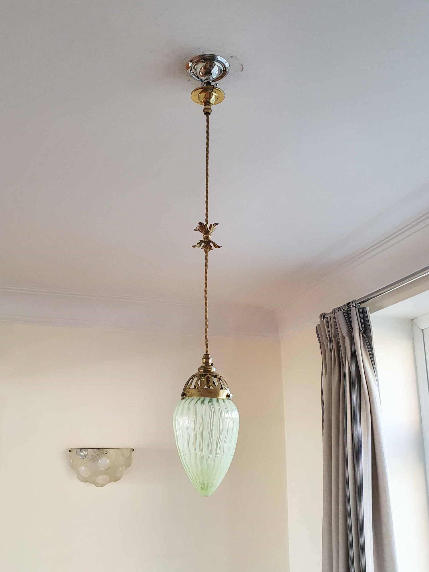 The General Electric Company (G.E.C) | Vaseline-glass Pendant Light | England c.1905 | SOLD - Image 2