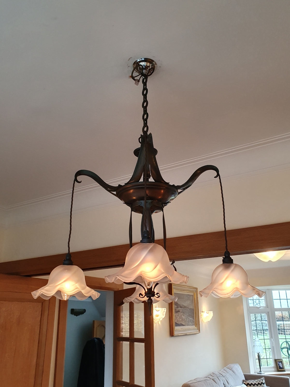 Style of Jesson, Birkett & Co. Ltd | Arts & Crafts Ceiling Light | England c.1900 | SOLD - Image 5