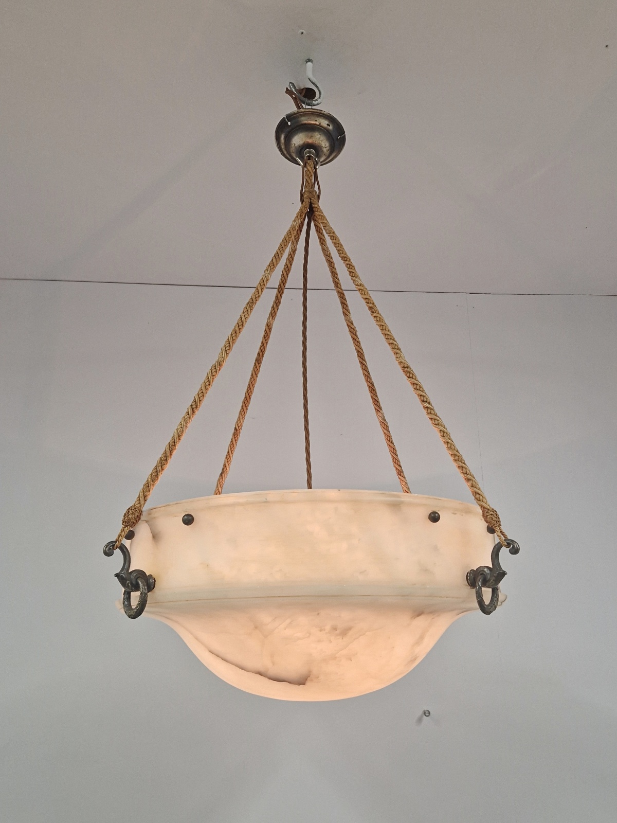 Unsigned | Cream Alabaster Plafonnier | France c.1920 | SOLD - Image 2