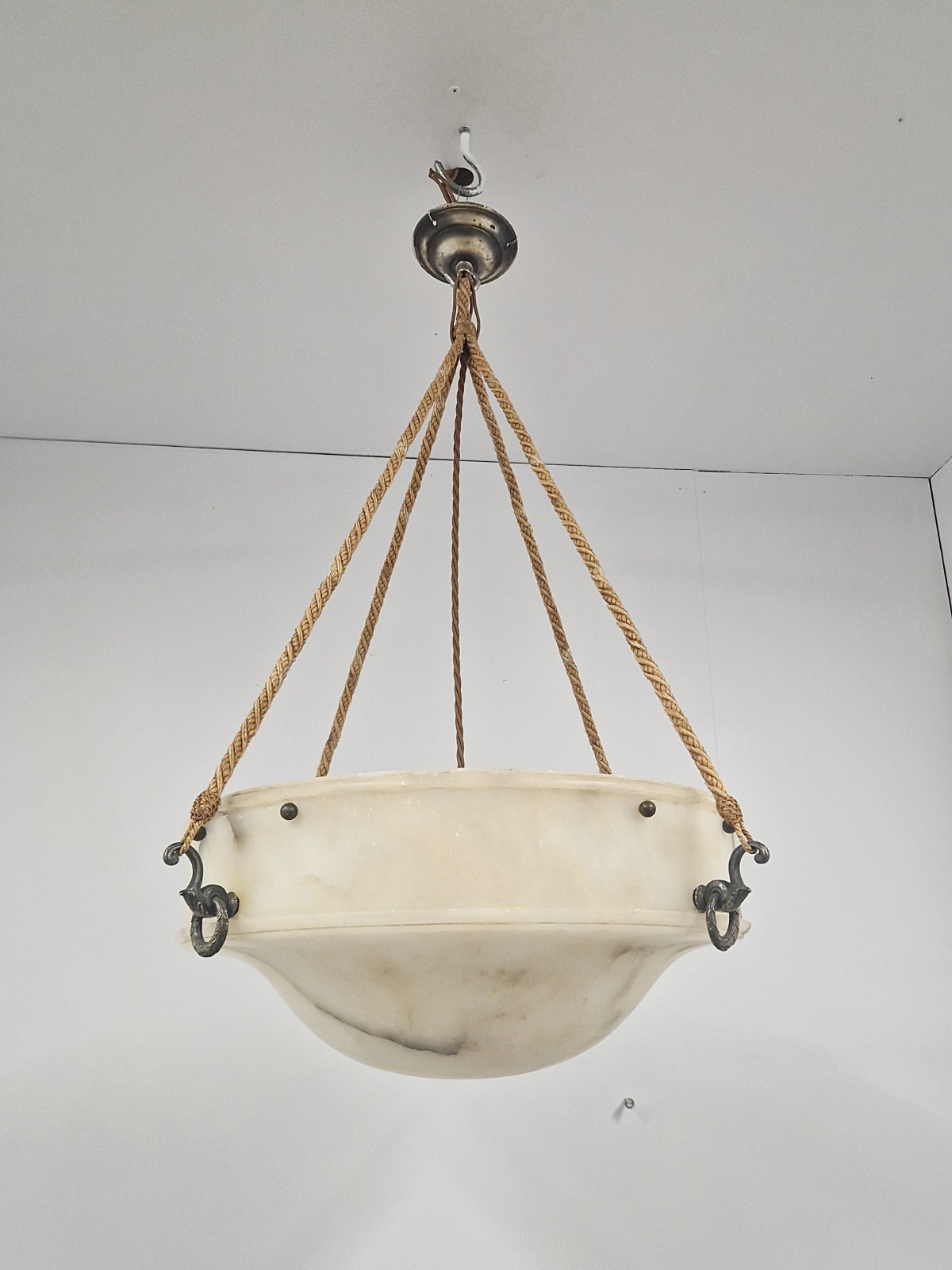 Unsigned | Cream Alabaster Plafonnier | France c.1920 | SOLD - Image 3