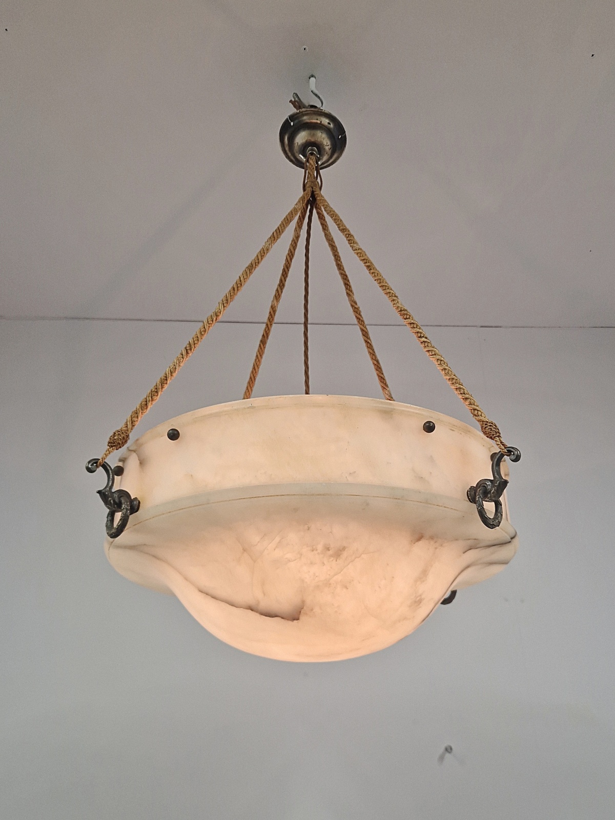 Unsigned | Cream Alabaster Plafonnier | France c.1920 | SOLD - Image 4