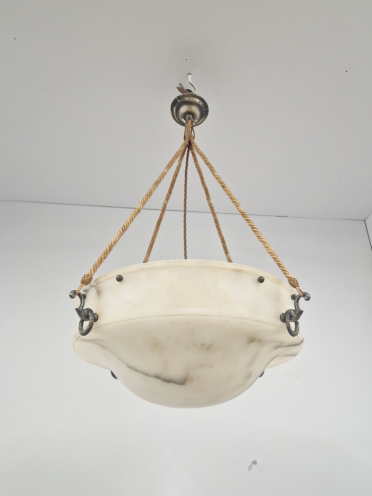 Unsigned | Cream Alabaster Plafonnier | France c.1920 | SOLD - Image 5