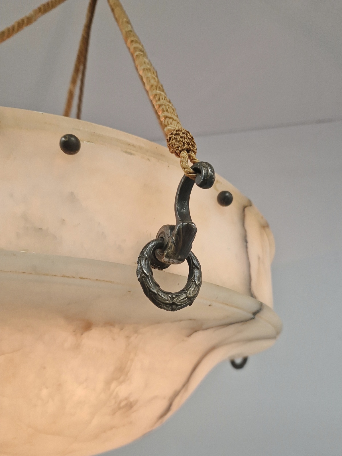 Unsigned | Cream Alabaster Plafonnier | France c.1920 | SOLD - Image 9