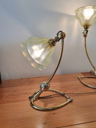 W.A.S Benson, London | 2 Brass Arts & Crafts Desk Lamps | England c.1900