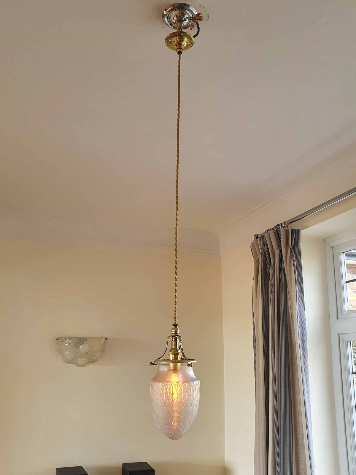 Attributed F&C Osler | Satin & Cut-Glass Pendant | England c.1910 | SOLD - Image 2