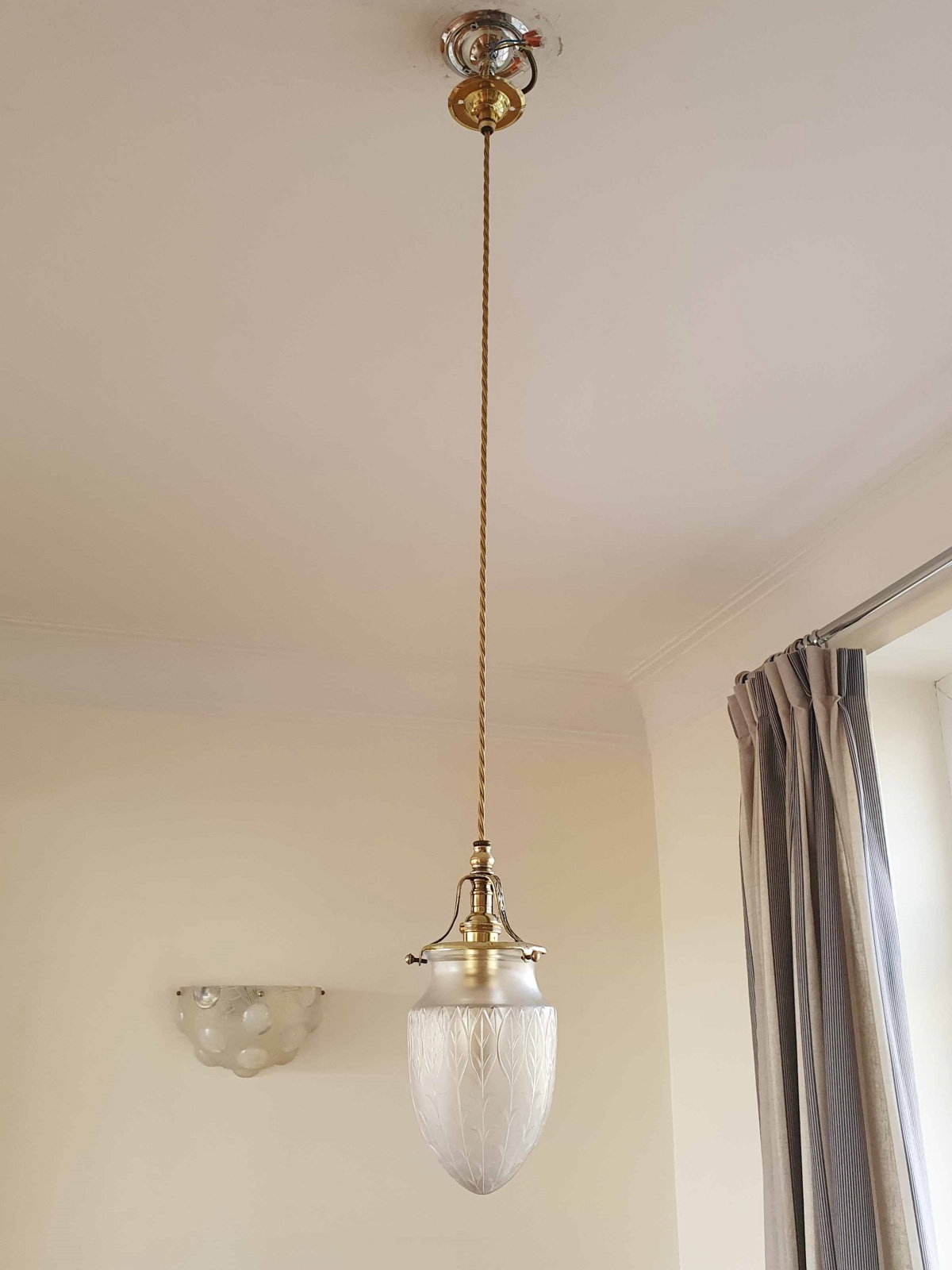 Attributed F&C Osler | Satin & Cut-Glass Pendant | England c.1910 | SOLD - Image 3