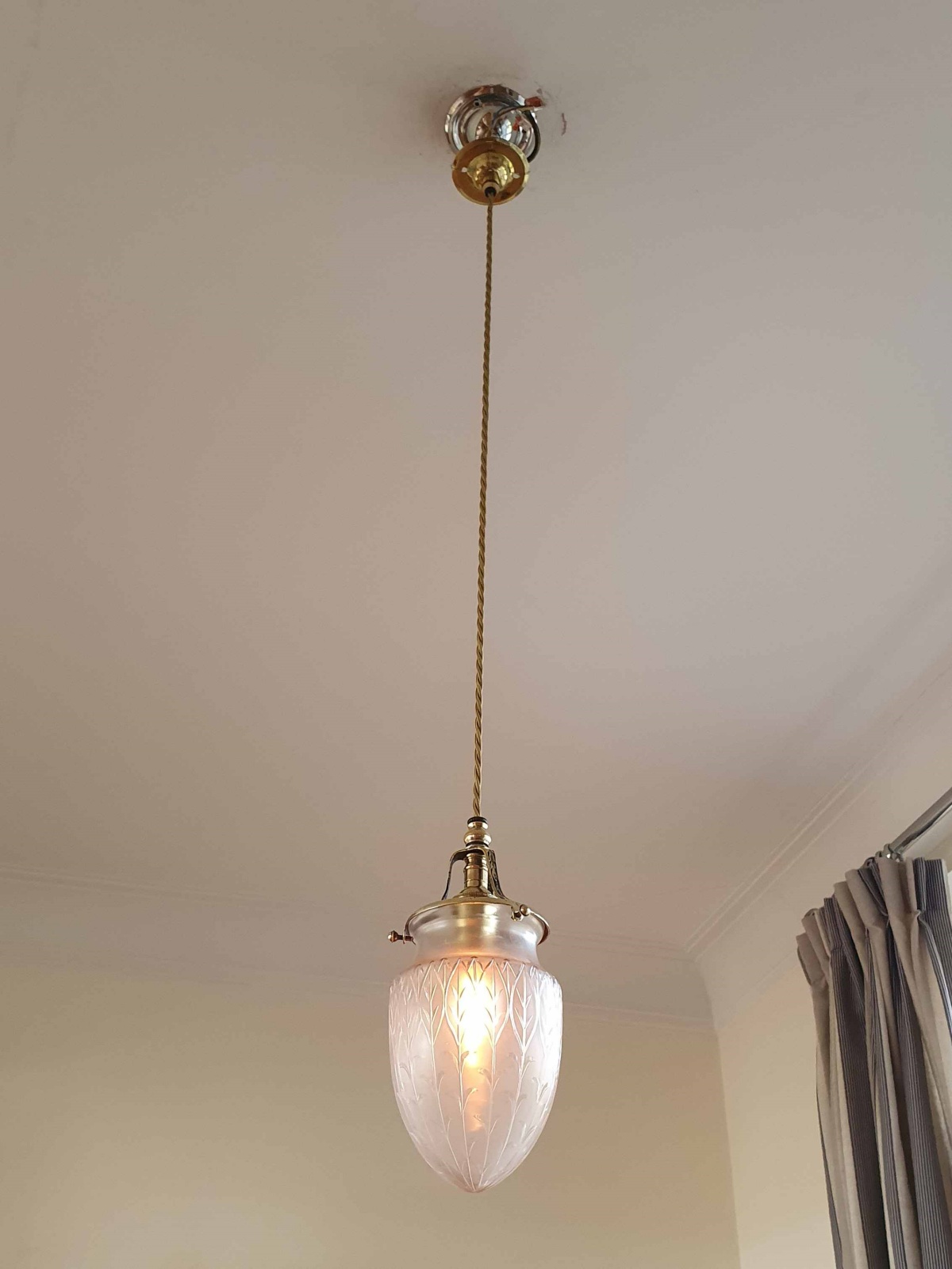 Attributed F&C Osler | Satin & Cut-Glass Pendant | England c.1910 | SOLD - Image 4