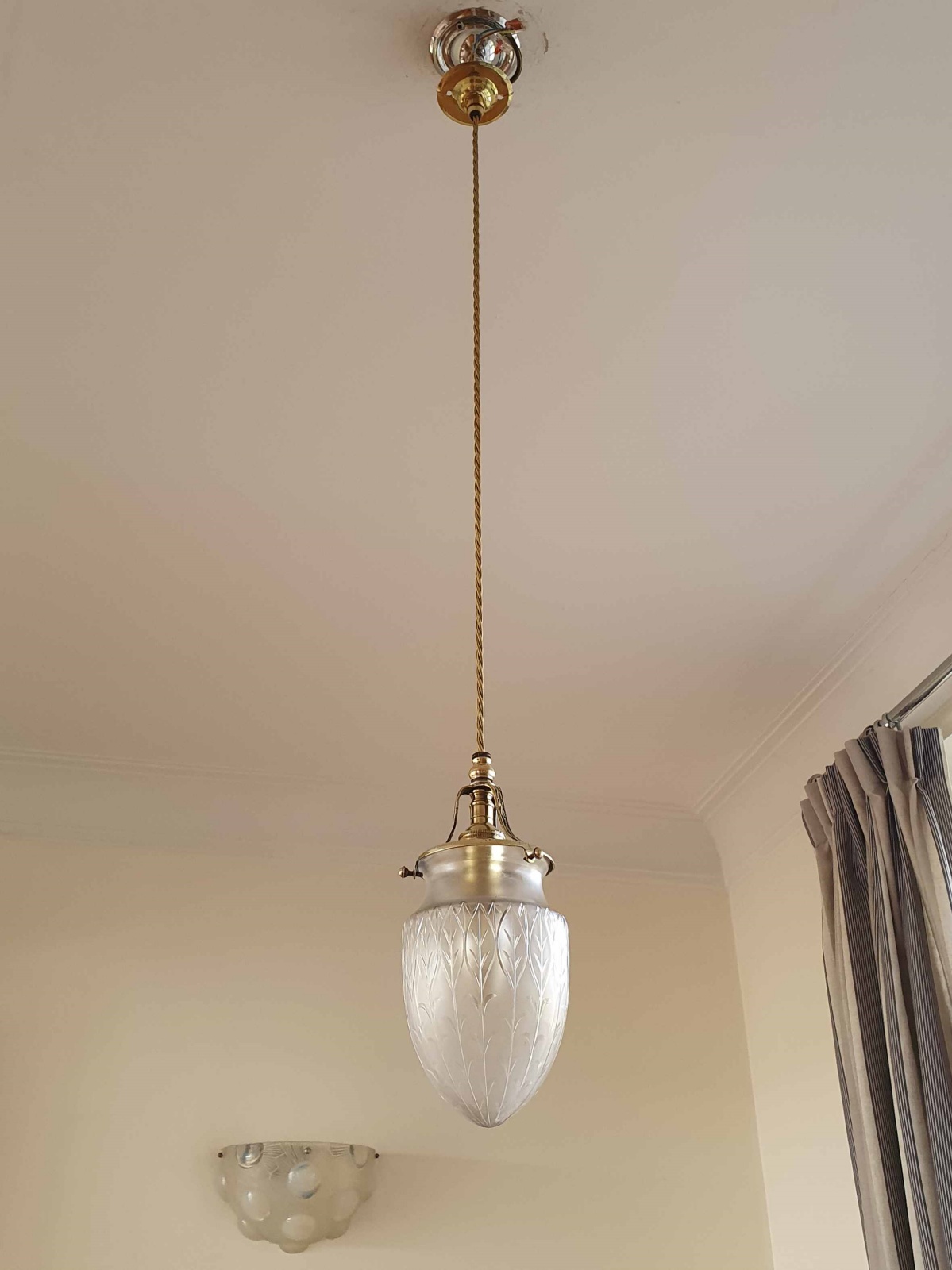 Attributed F&C Osler | Satin & Cut-Glass Pendant | England c.1910 | SOLD - Image 5