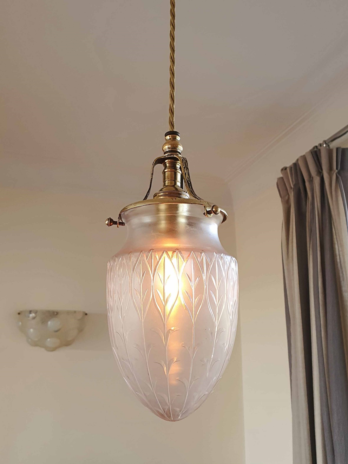 Attributed F&C Osler | Satin & Cut-Glass Pendant | England c.1910 | SOLD - Image 6