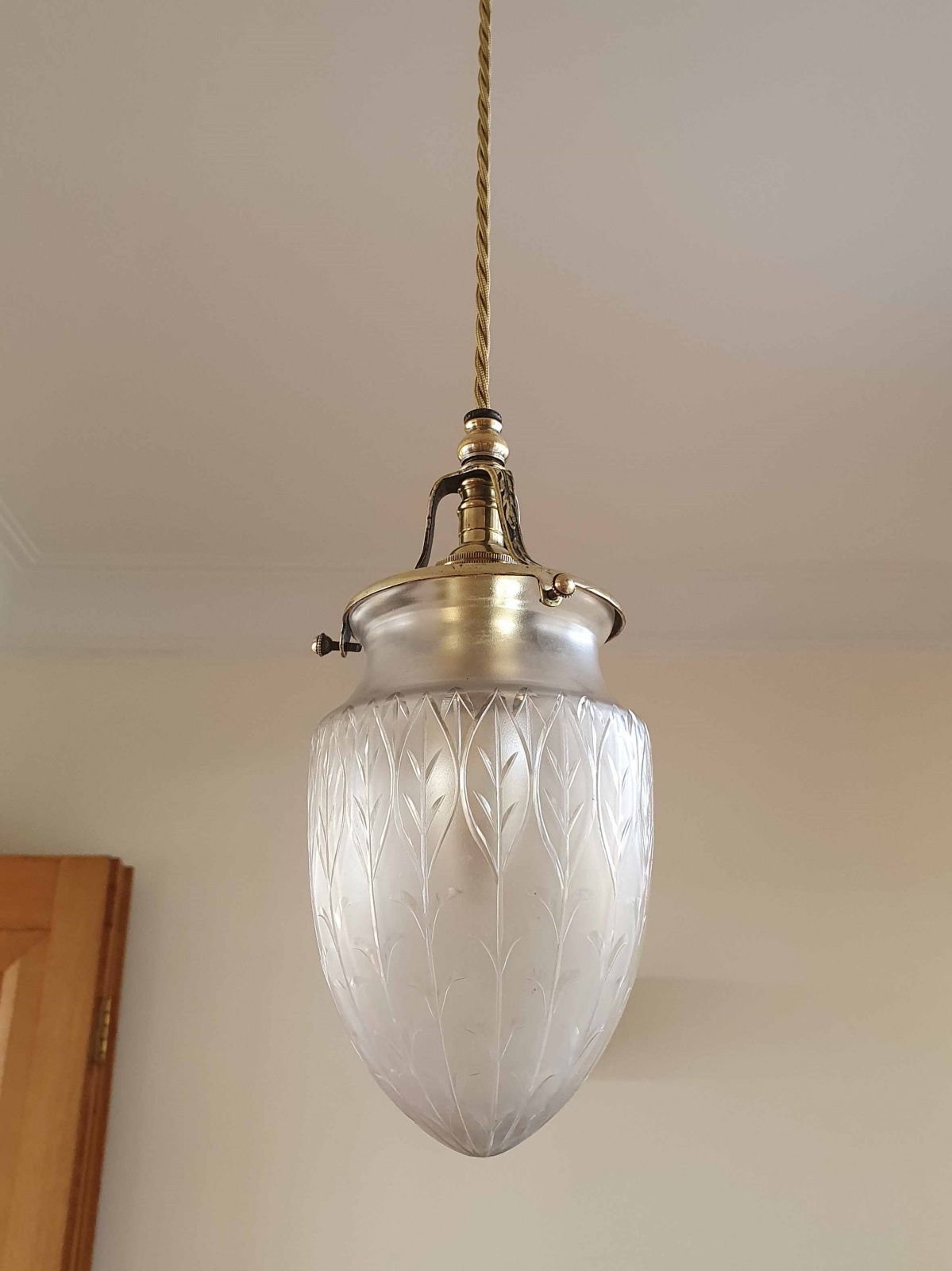 Attributed F&C Osler | Satin & Cut-Glass Pendant | England c.1910 | SOLD - Image 7