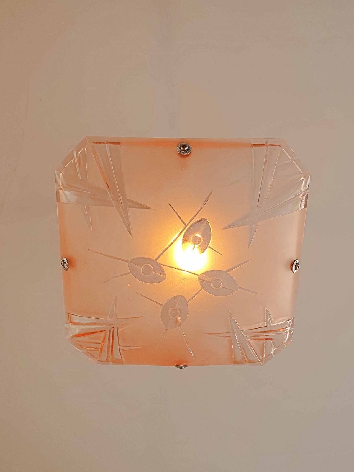 Verrerie D'art Degué | Peach Art Deco Plafonnier | France c.1930 | SOLD - Image 6