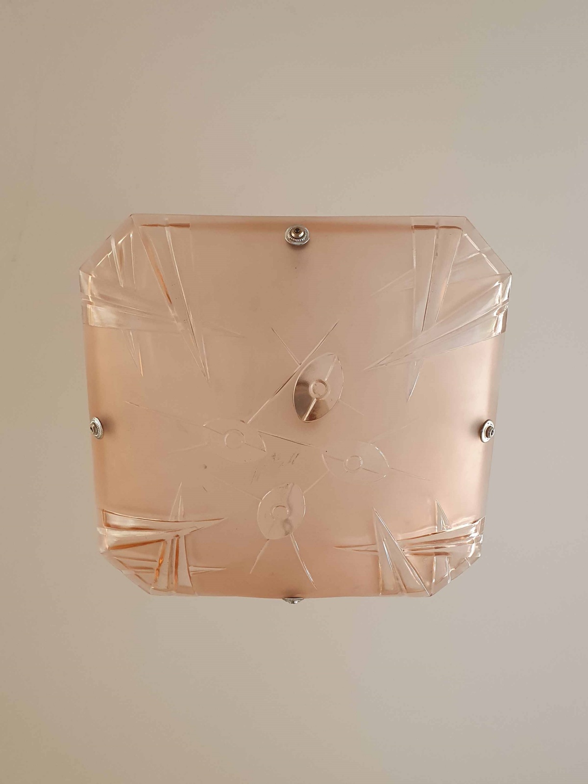 Verrerie D'art Degué | Peach Art Deco Plafonnier | France c.1930 | SOLD - Image 7