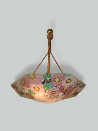Loys Lucha, Paris | Enamelled Glass Plafonnier | France c.1930
