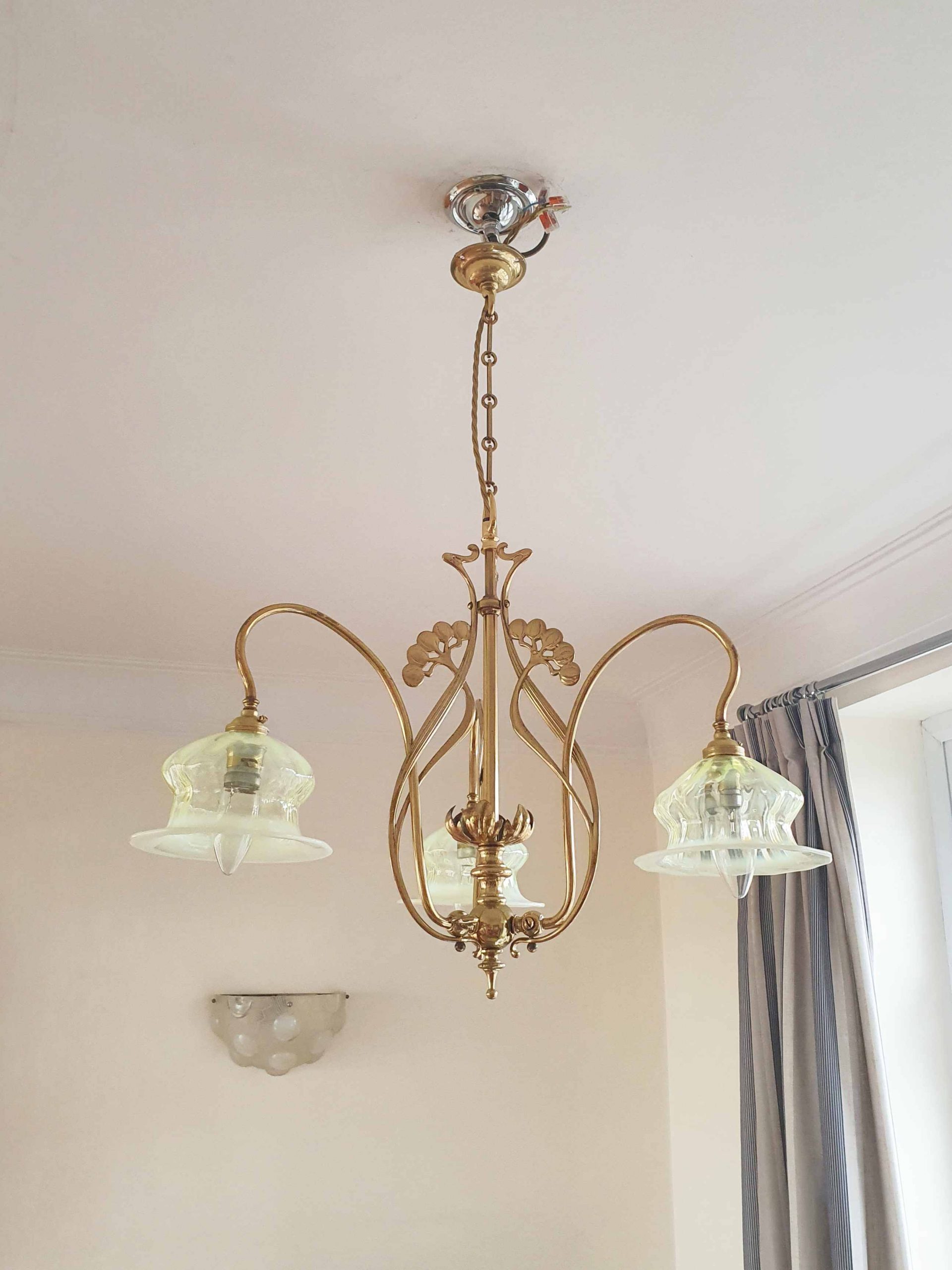 Style of Meynell & Sons, Wolverhampton | Art Nouveau 3 Branch Gas Ceiling Light | England c.1910 | SOLD - Image 2