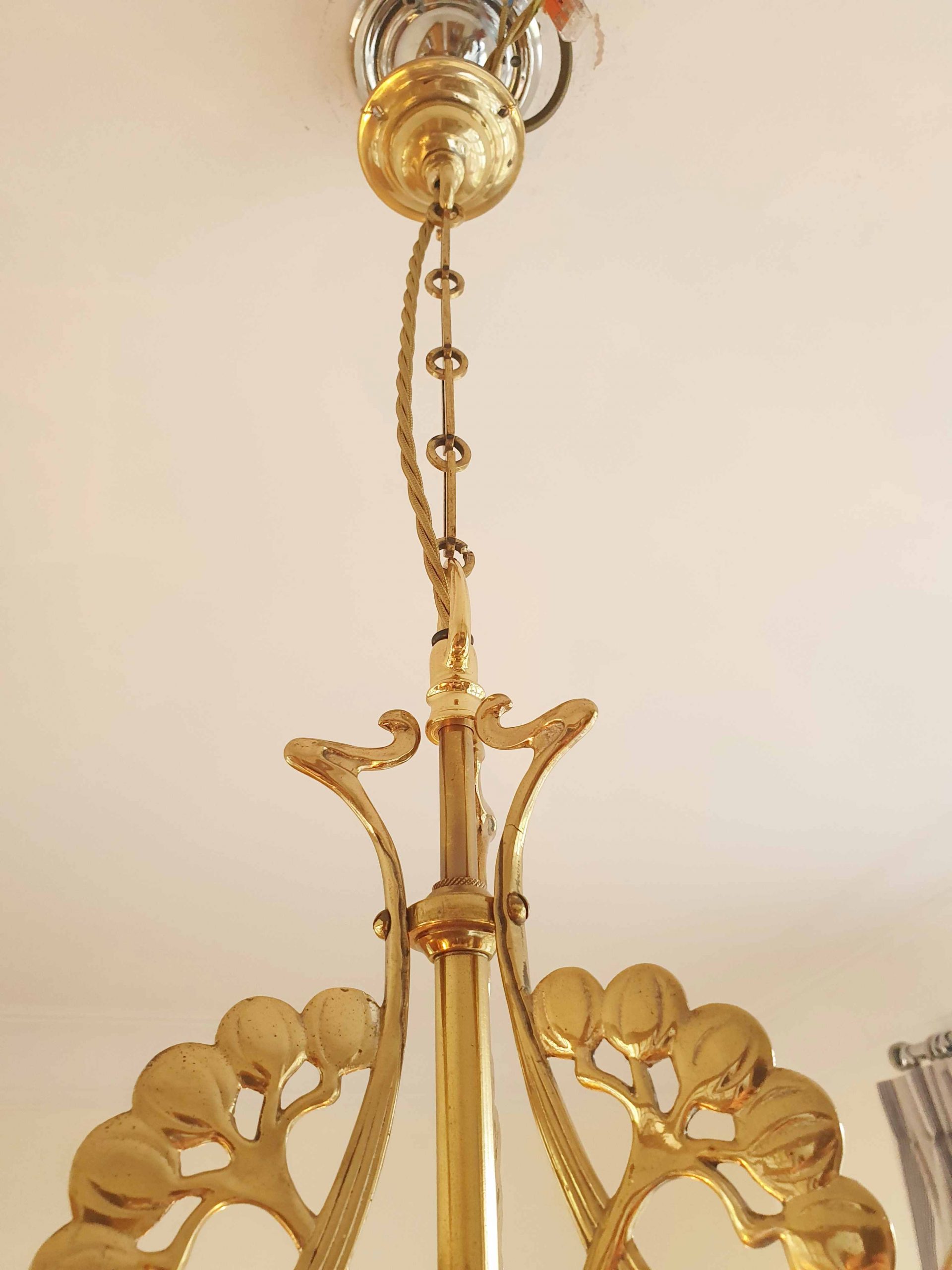 Style of Meynell & Sons, Wolverhampton | Art Nouveau 3 Branch Gas Ceiling Light | England c.1910 | SOLD - Image 8