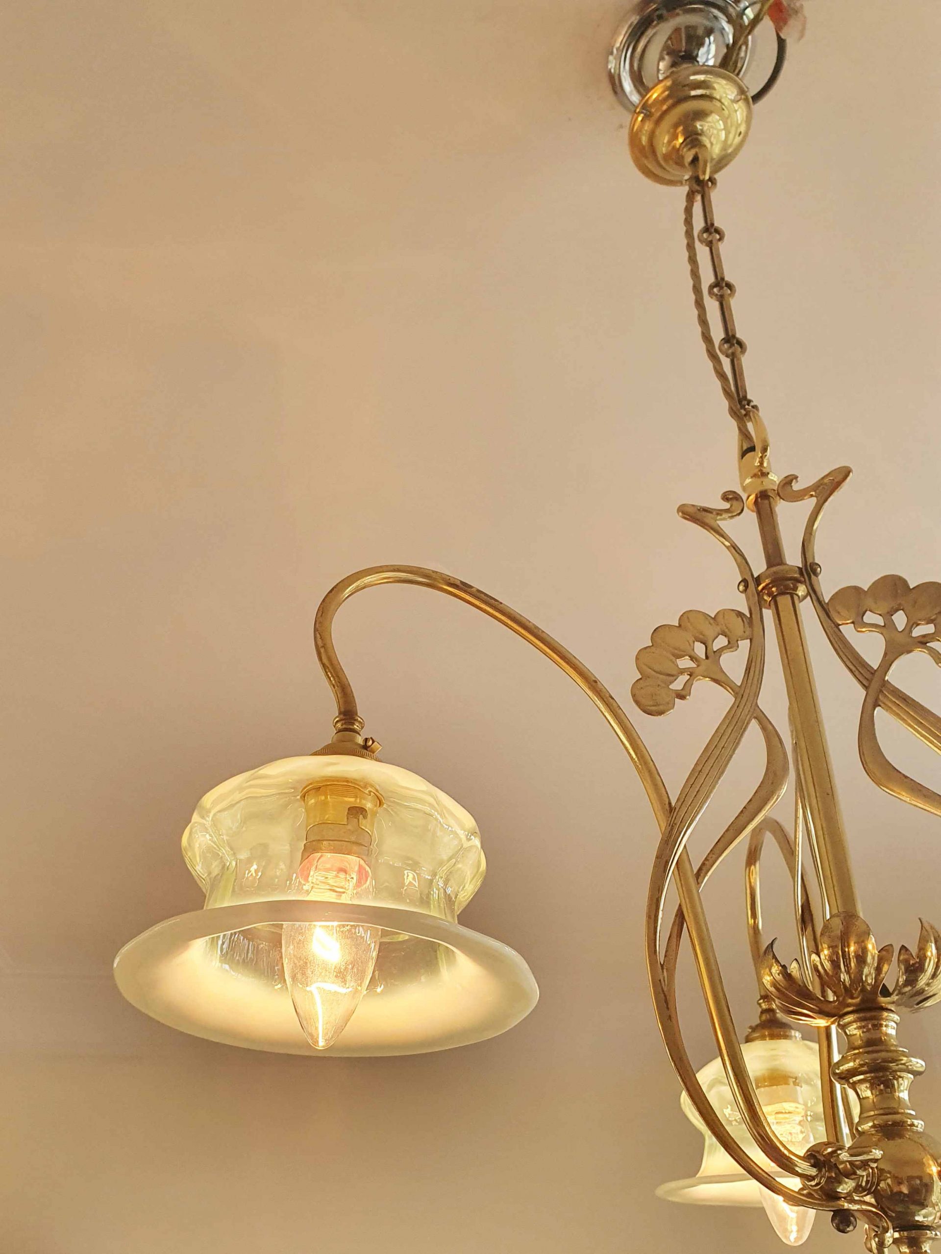 Style of Meynell & Sons, Wolverhampton | Art Nouveau 3 Branch Gas Ceiling Light | England c.1910 | SOLD - Image 9