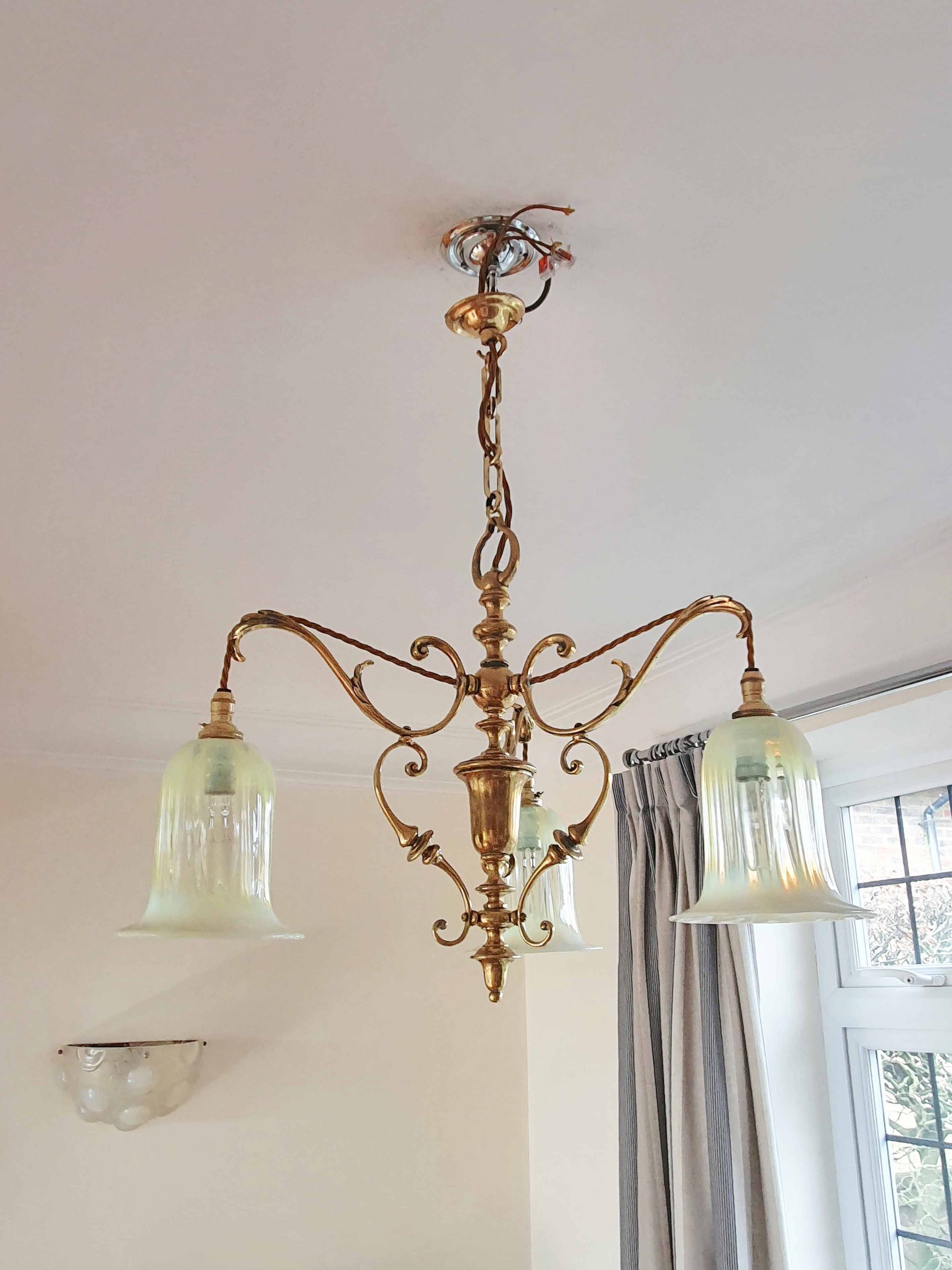 Style of F & C Osler 3 Branch Edwardian Ceiling Light England c