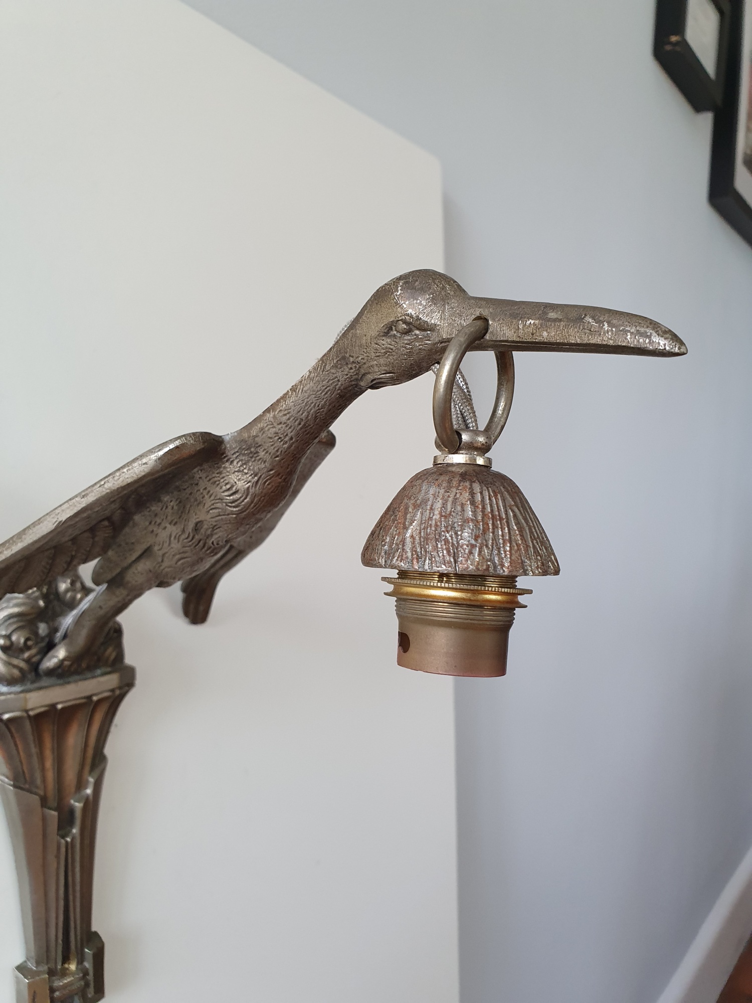 Etablissement Louis Fontaine (L'ELF) | 2 Nickel-Plated "Stork" Wall Appliques | France c.1925 | SOLD - Image 6