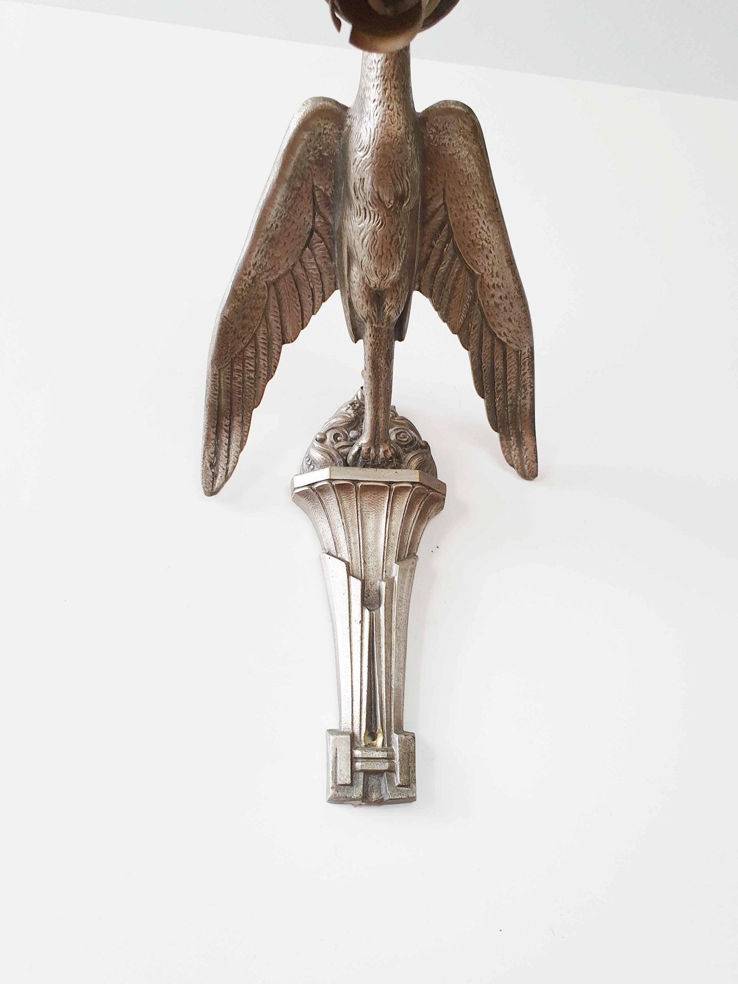 Etablissement Louis Fontaine (L'ELF) | 2 Nickel-Plated "Stork" Wall Appliques | France c.1925 | SOLD - Image 7