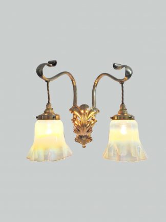 A set of 3 Osler & Co. Art Nouveau Wall lights. (Normal Vaseline-glass lampshades)