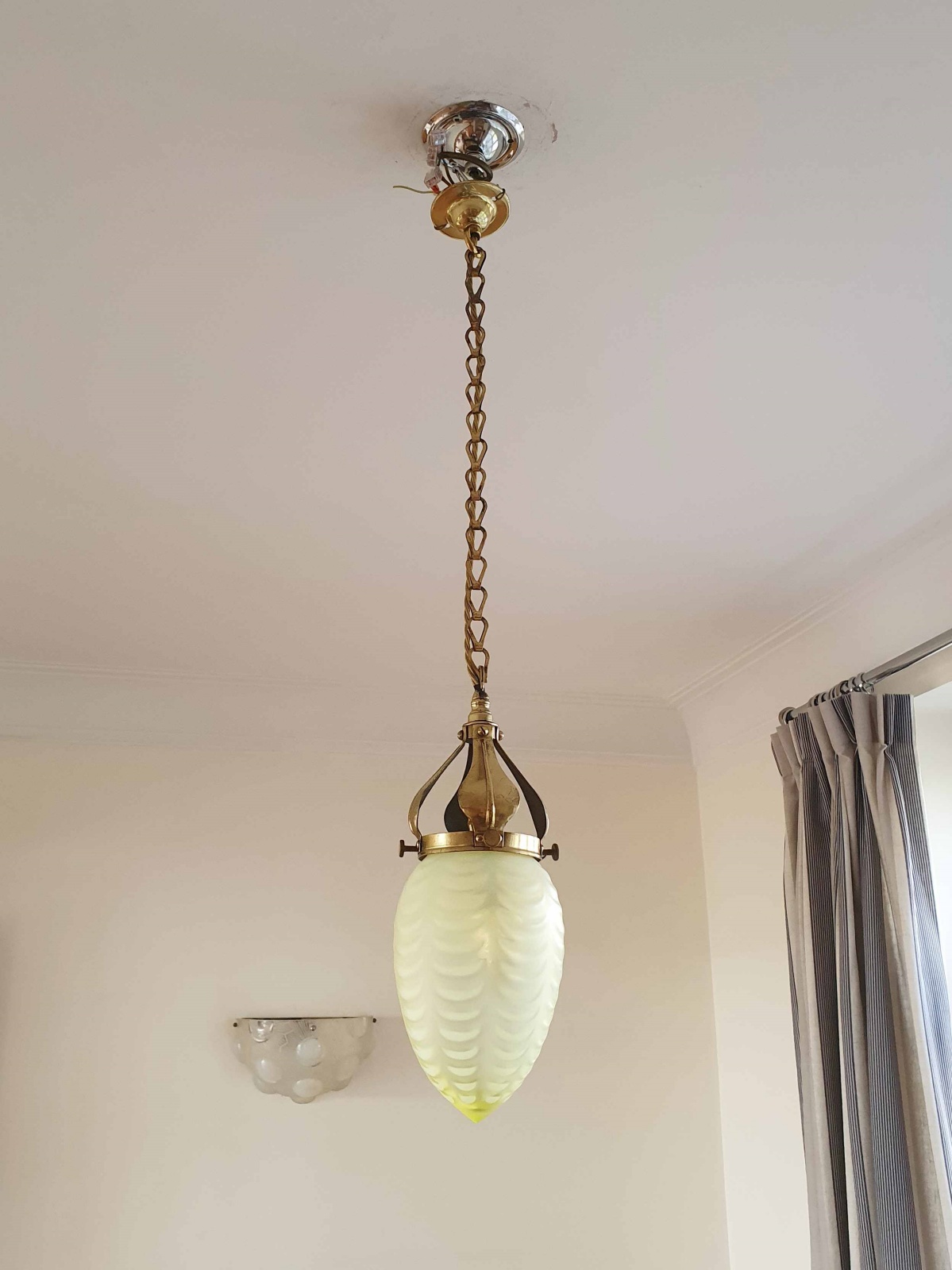 Stourbridge, Birmingham | Vaseline Glass Arts & Crafts Pendant | C.1900 | SOLD - Image 4