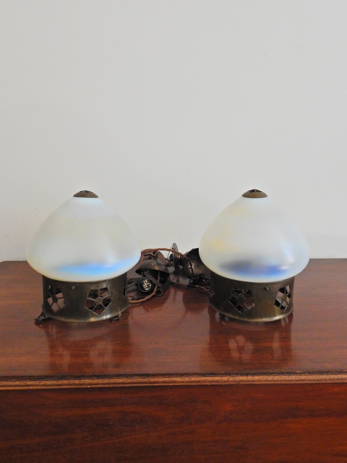 Unsigned | 2 Arts & Crafts Opalescent Glass Lanterns | Austrian c.1905 | SOLD - Image 6
