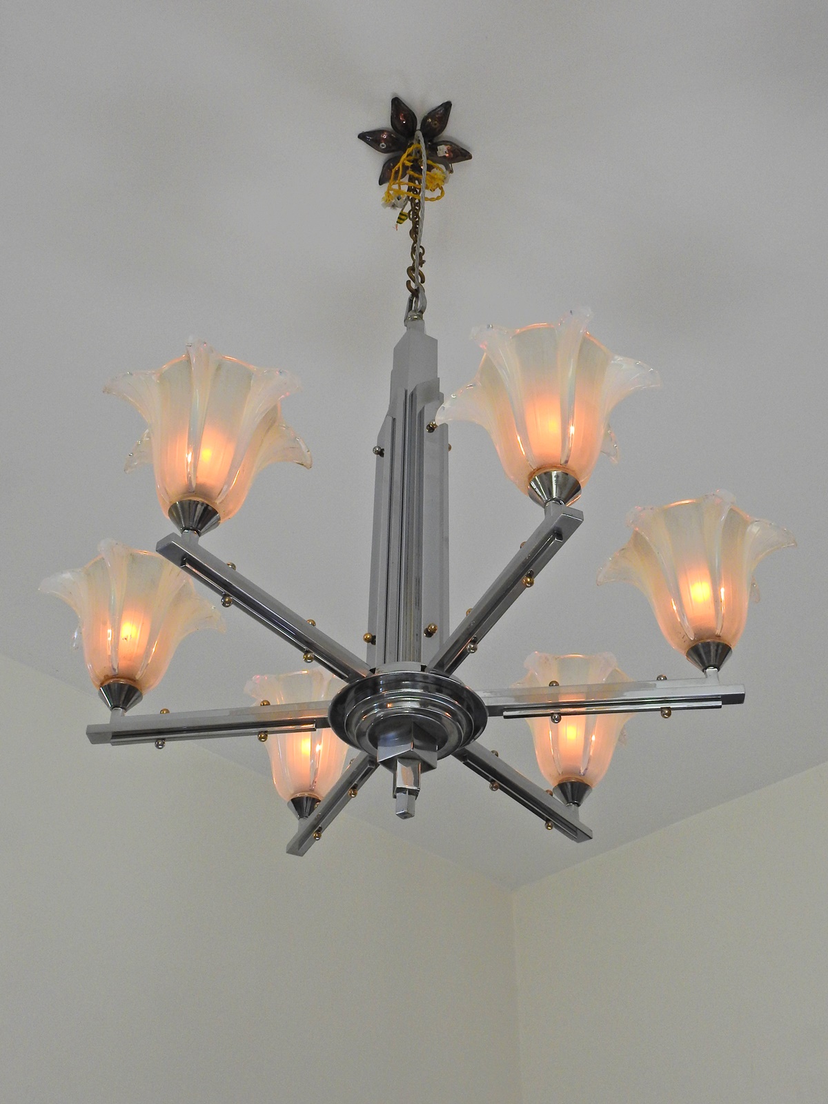 Ezan (Jean Gauthier) | Chrome Art Deco Chandelier | France c.1930 | SOLD - Image 2