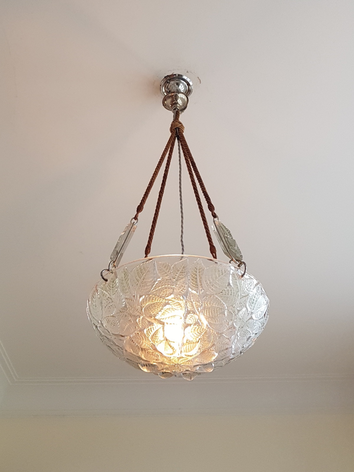 René Lalique | 2 "Charmes" Frosted Glass Plafonniers | France c.1920 | SOLD - Image 3