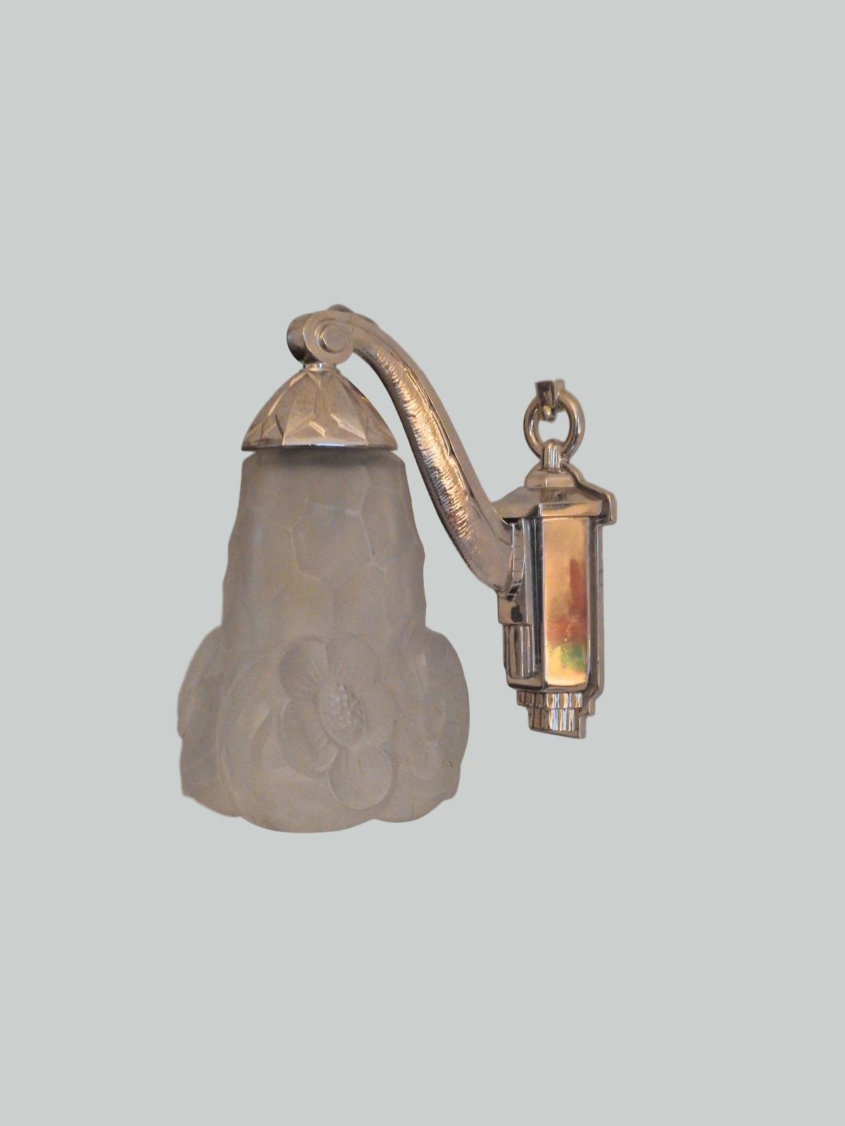 Vererrie D'art Degué | 2 Art Deco Chrome-Plated Wall Lights | France c.1930 | SOLD - Image 3