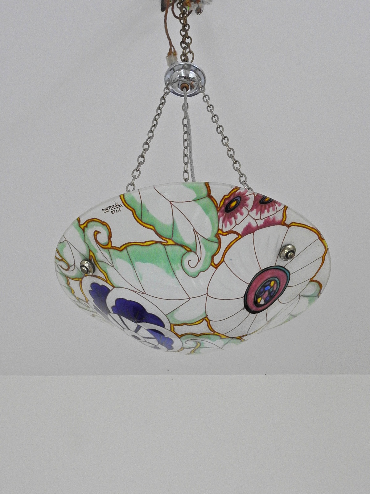 Maxonade Verrier D'Art, Paris | Polychrome-enamelled Plafonnier | As Found | SOLD - Image 3