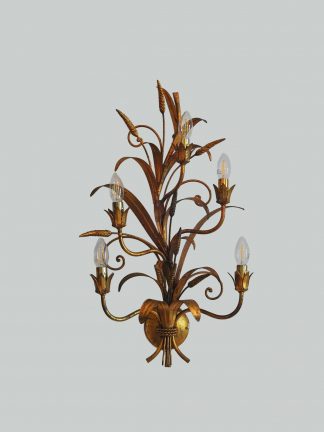 Unsigned | 2 Impressive Gilt-metal Foliate Wall Lights | Italian c.1950 | SOLD