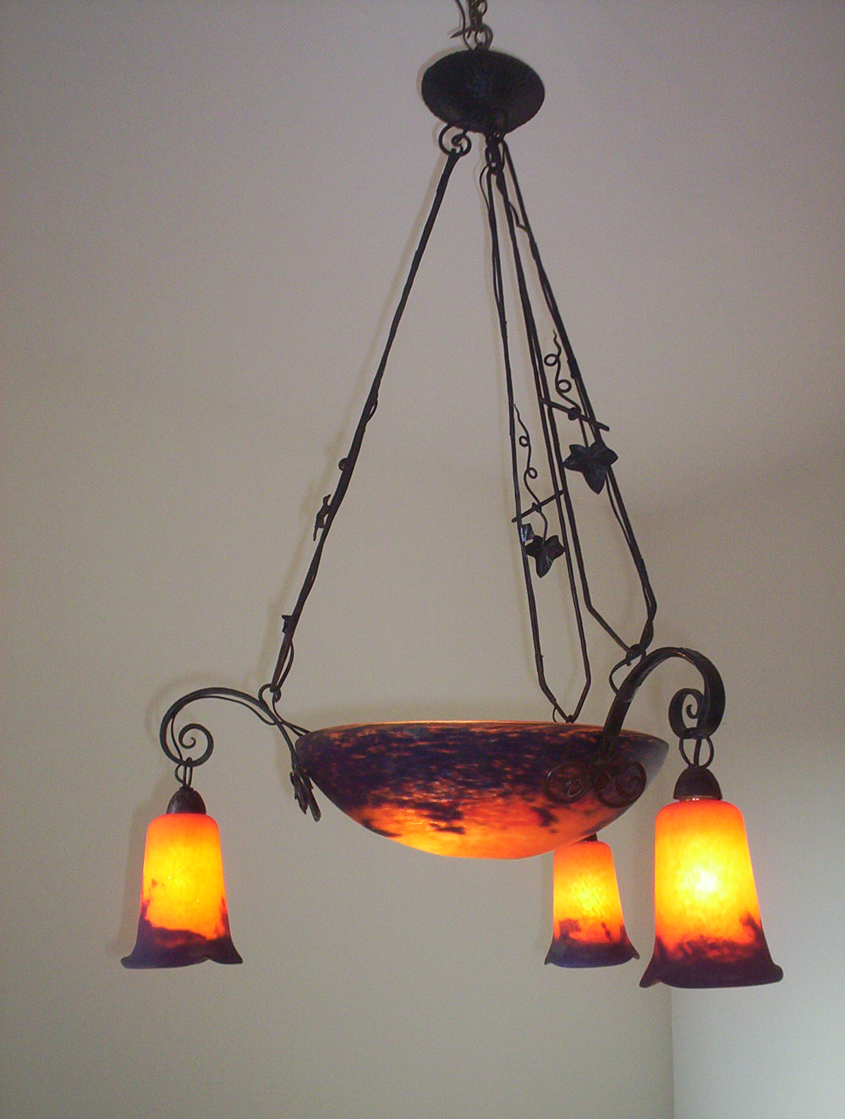 Noverdy (Nouvelle Verrerie de Dijon) | Pate-de-verre Ceiling Light | France c.1930 | SOLD - Image 3