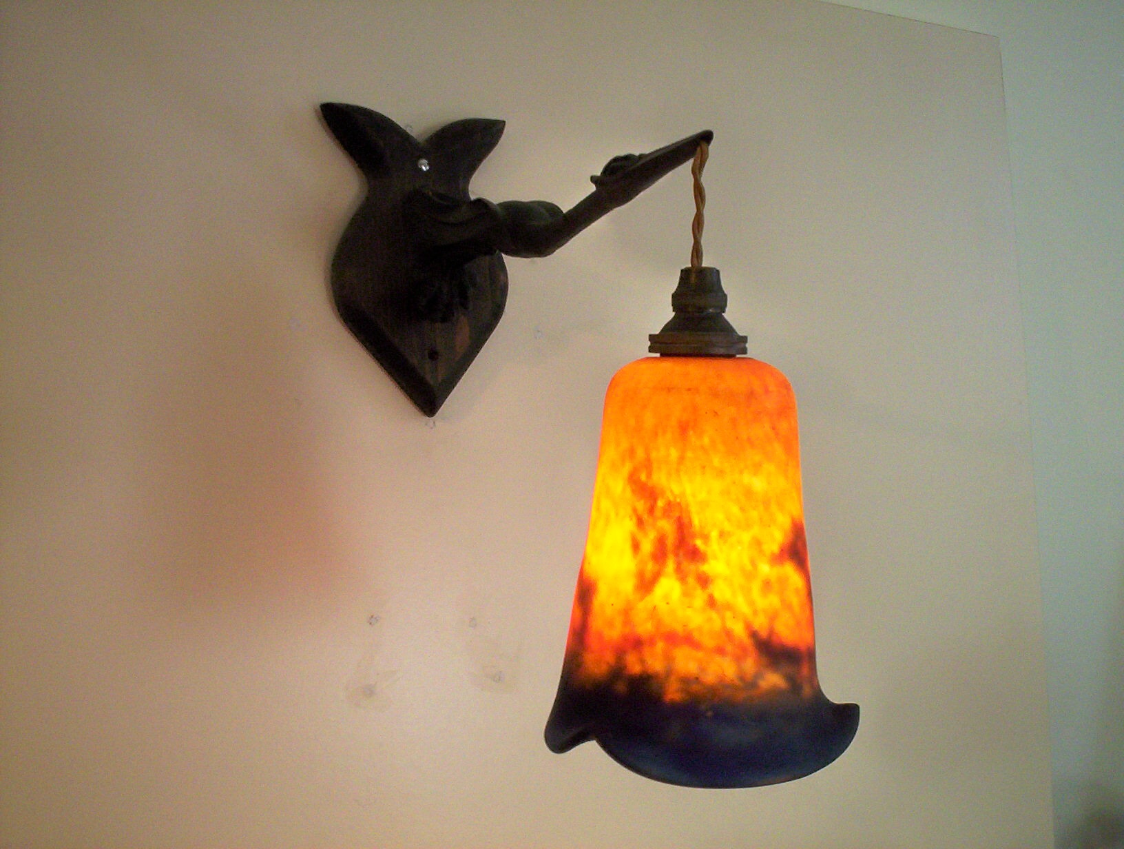 Noverdy (Nouvelle Verrerie de Dijon) | 2 Bronze Stork Wall Lights | France c.1925 | SOLD - Image 2