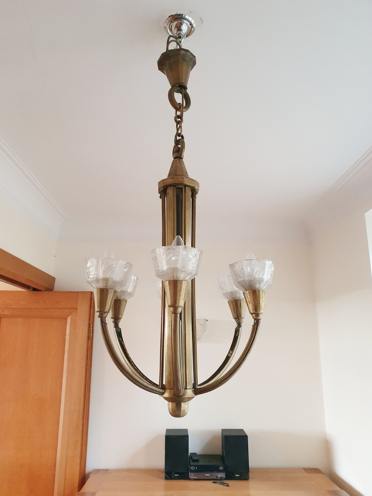 Style of Genet et Michon | 6-Branch Art Deco Chandelier | France c.1930 | SOLD - Image 6