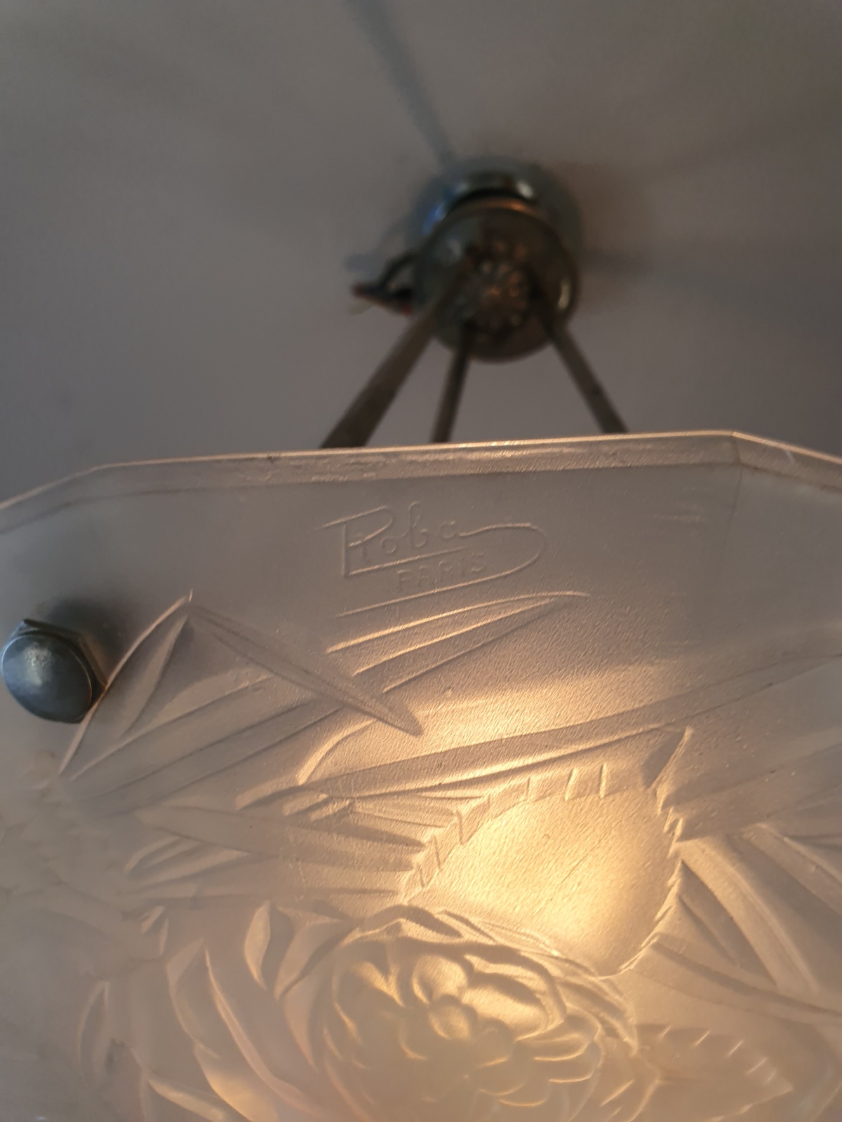 Roba, Paris | Opalescent Glass Art Deco Plafonnier | France c.1920 | SOLD - Image 8