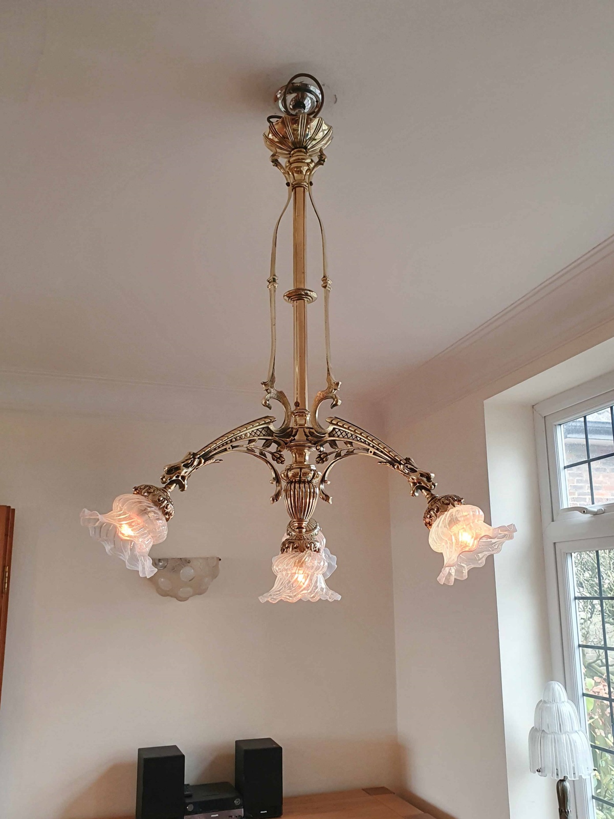 Unsigned | Decorative Cast-brass Chandelier | France c.1910 - Image 3