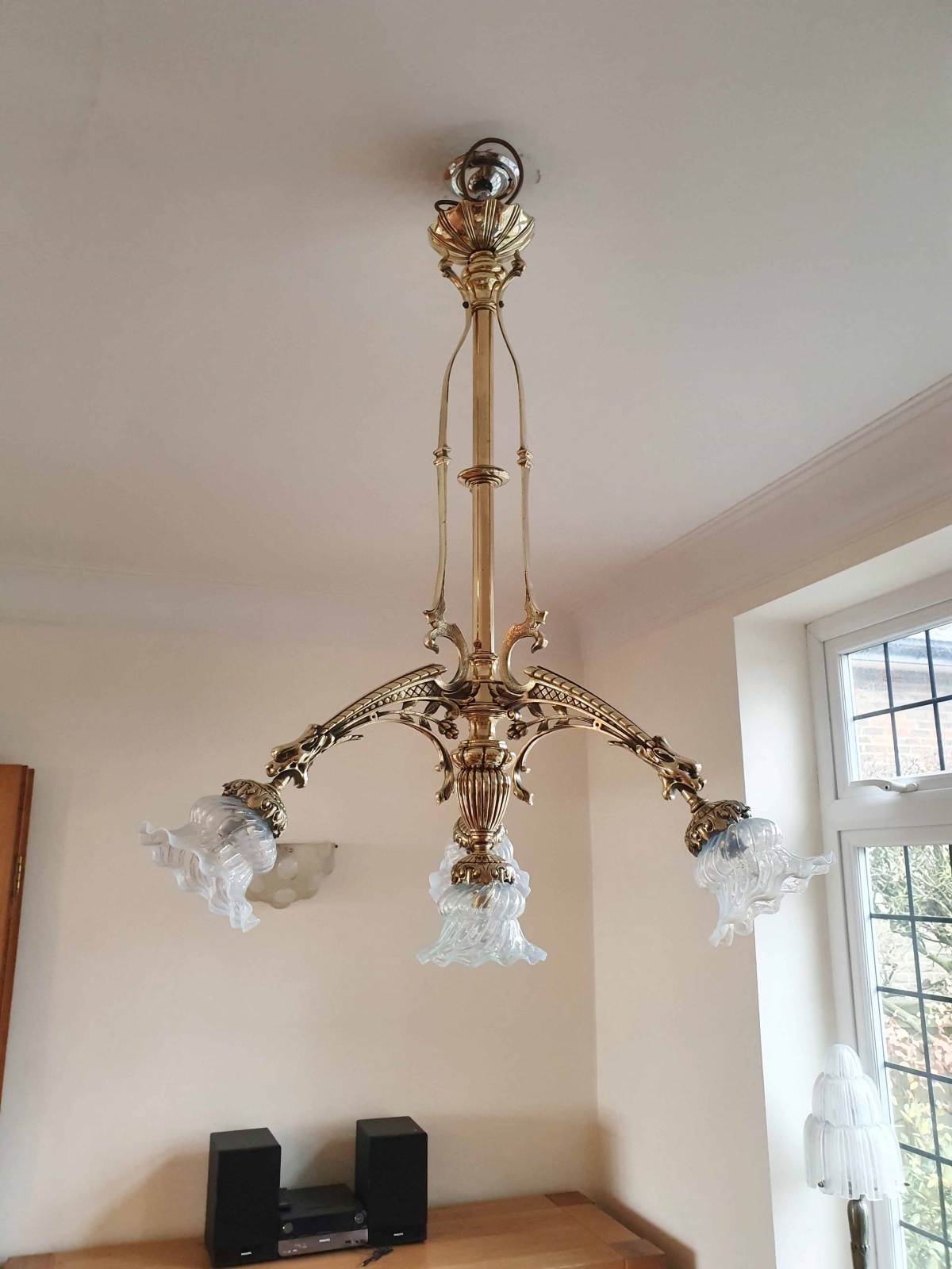 Unsigned | Decorative Cast-brass Chandelier | France c.1910 - Image 4