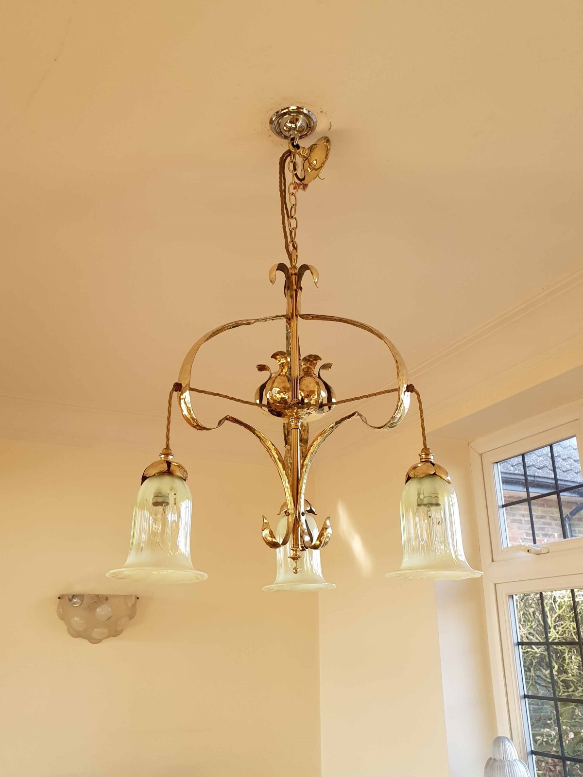 Attributed William Whitehouse & Co. | Arts & Crafts Three-Branch Electrolier | England c.1900 | SOLD - Image 4