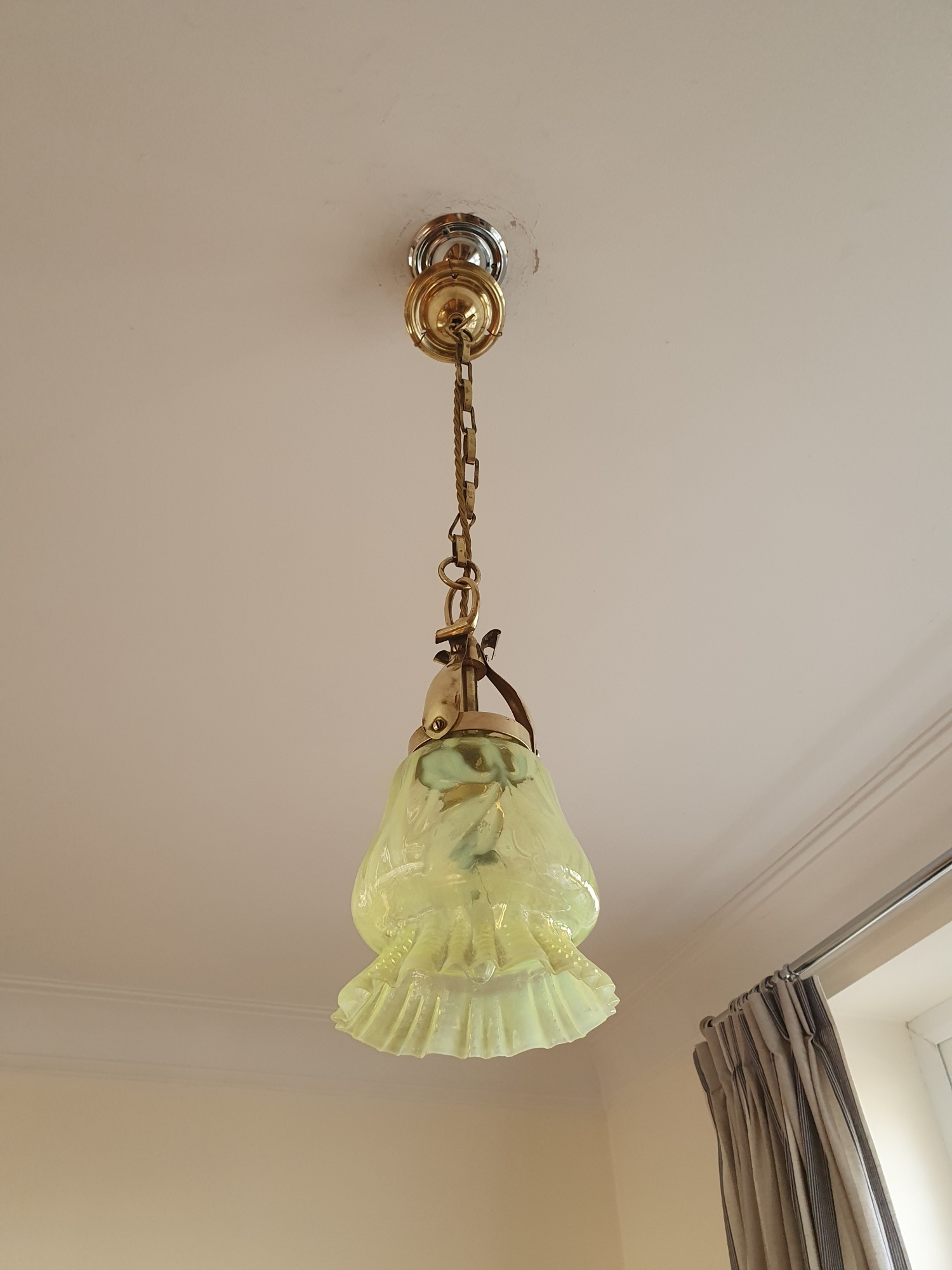 Henry G. Richardson and Sons | 2 Similar Vaseline-glass Pendant Lights | Available to Buy Seperately - Image 11