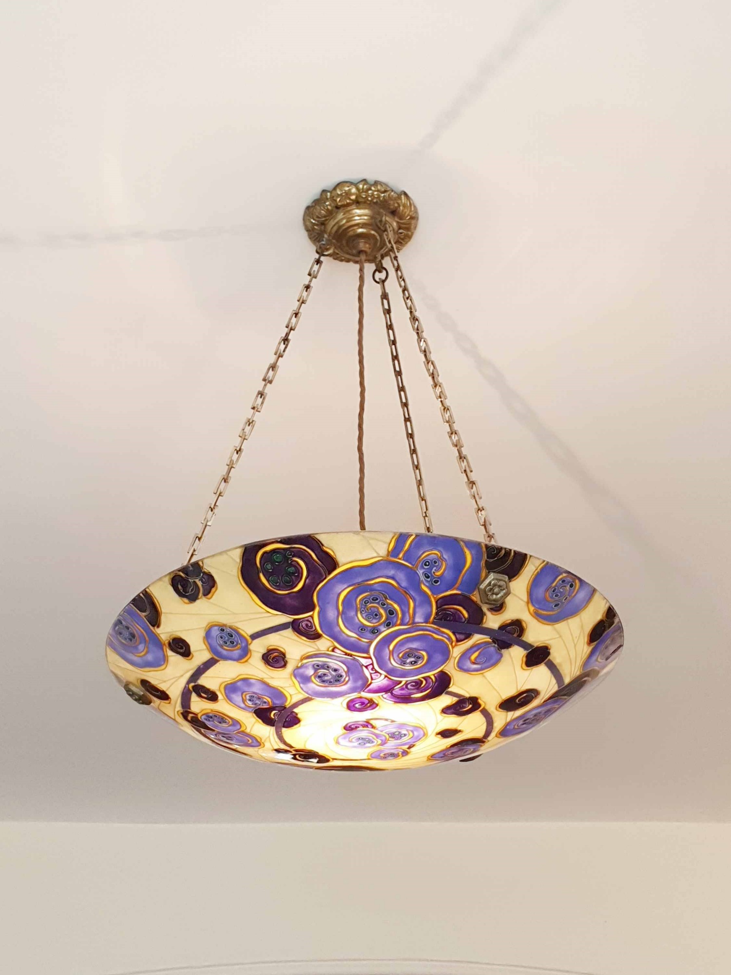 Loys Lucha, Paris | Polychrome-Enamelled Plafonnier | France c.1930 | SOLD - Image 2