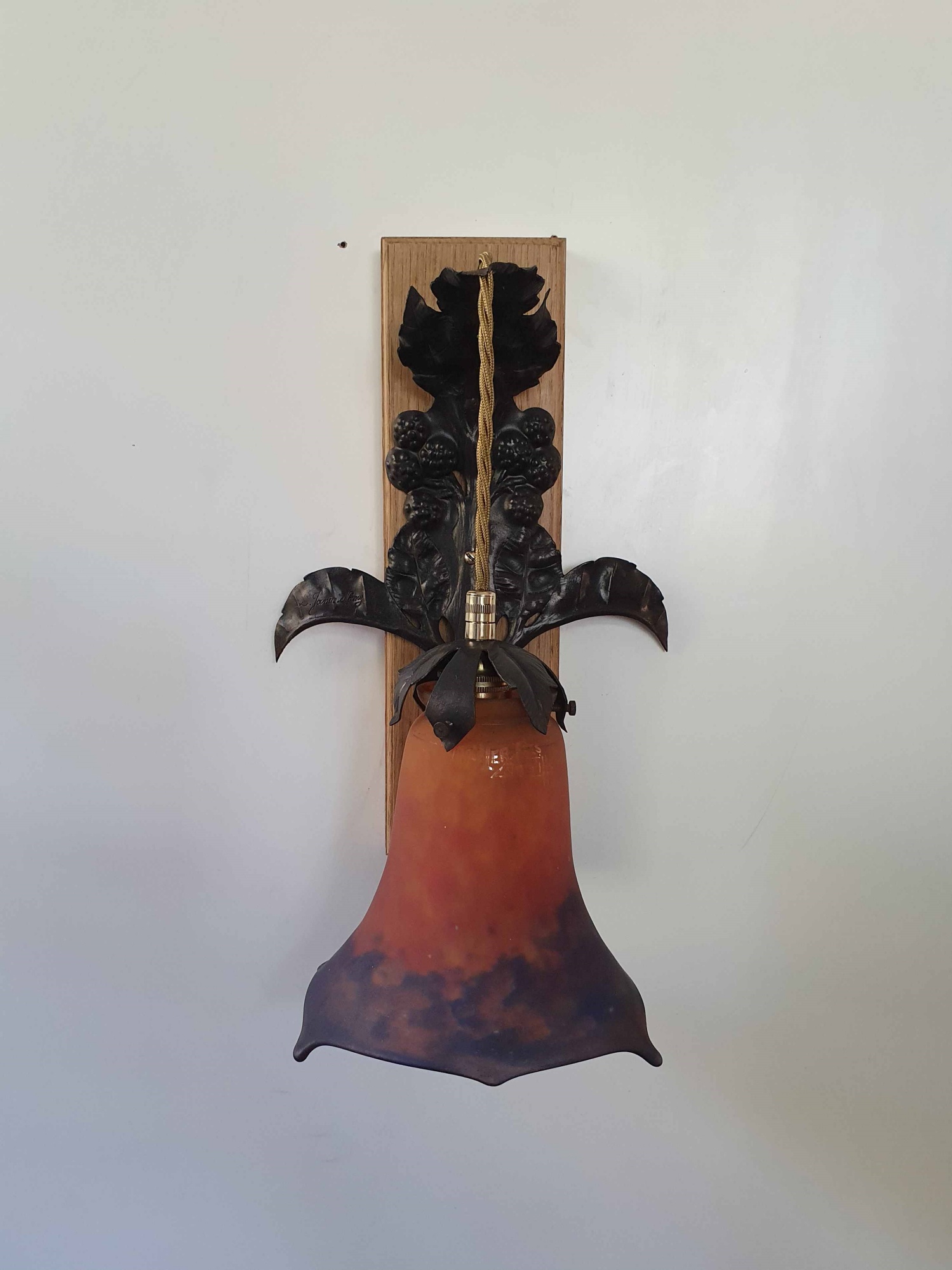 Louis Janin & Muller Frères | 3 Wrought-iron & Pate-de-verre Wall Lights | France c.1925 | SOLD - Image 4