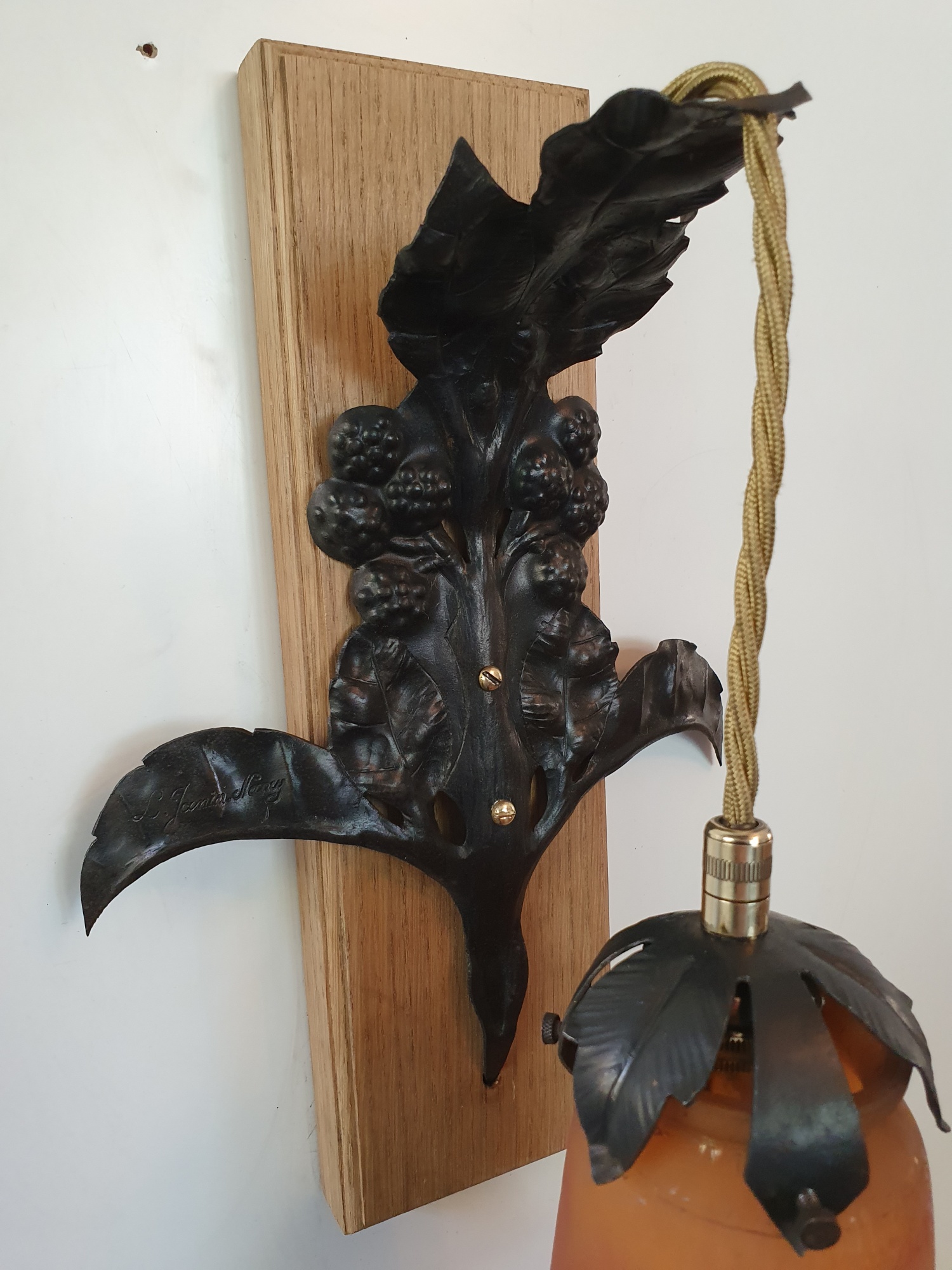 Louis Janin & Muller Frères | 3 Wrought-iron & Pate-de-verre Wall Lights | France c.1925 | SOLD - Image 6