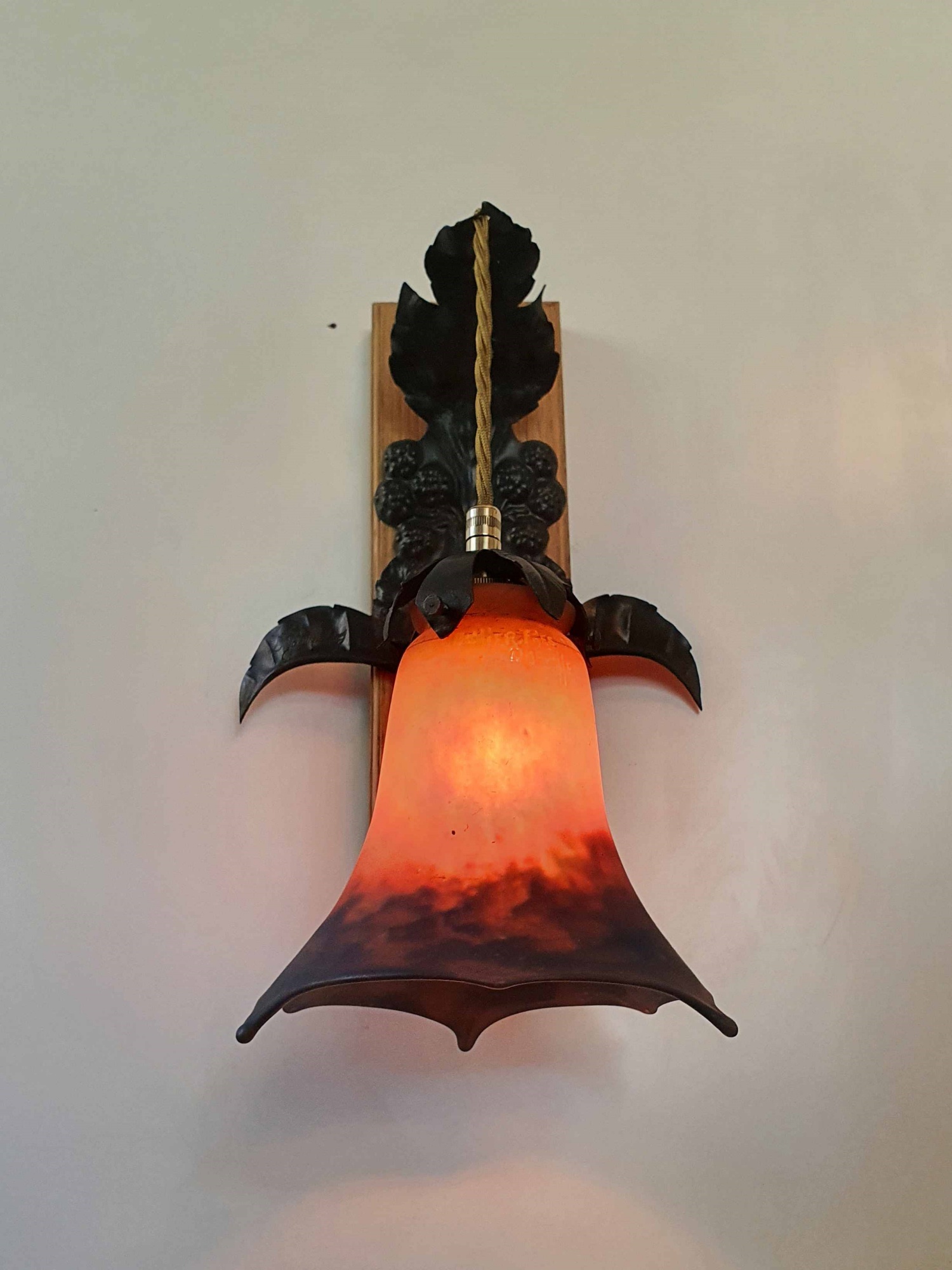 Louis Janin & Muller Frères | 3 Wrought-iron & Pate-de-verre Wall Lights | France c.1925 | SOLD - Image 7