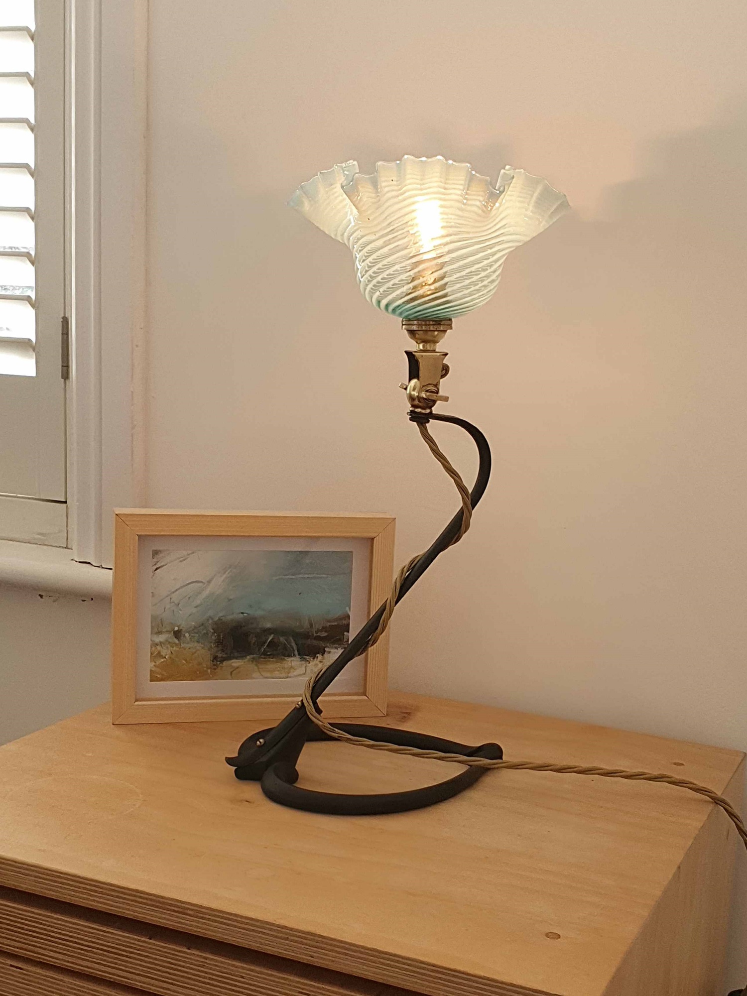 W.A.S Benson with James Powell & Sons | Arts & Crafts Desk Lamp | England c.1900 | SOLD - Image 2