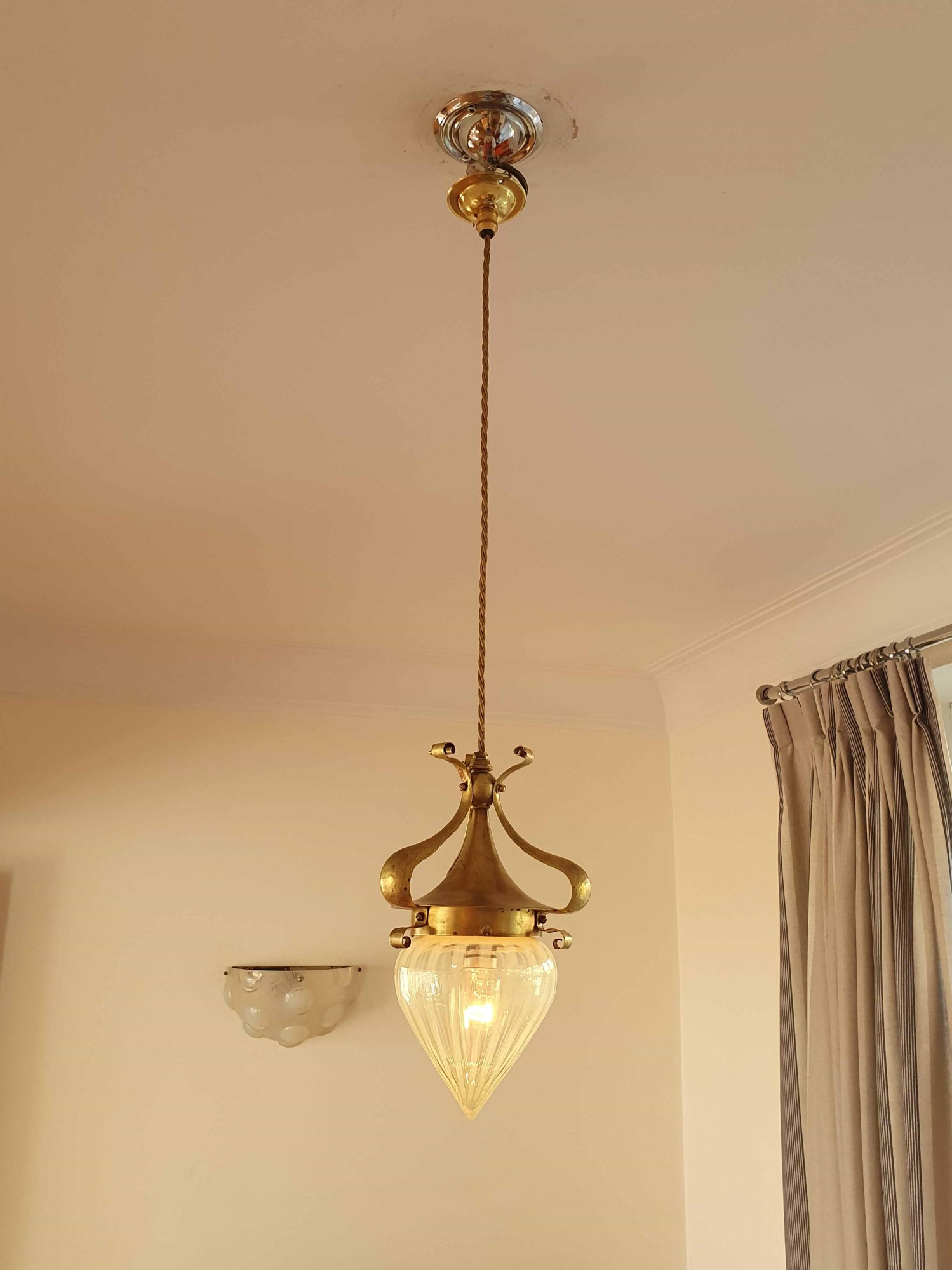 James Powell & Sons (Whitefriars) | Arts & Crafts Pendant Light | England c.1900 | SOLD - Image 2