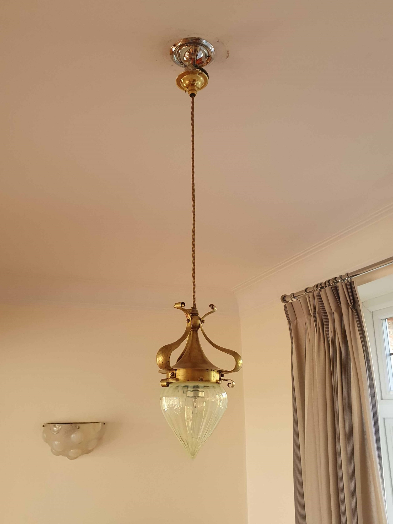 James Powell & Sons (Whitefriars) | Arts & Crafts Pendant Light | England c.1900 | SOLD - Image 3