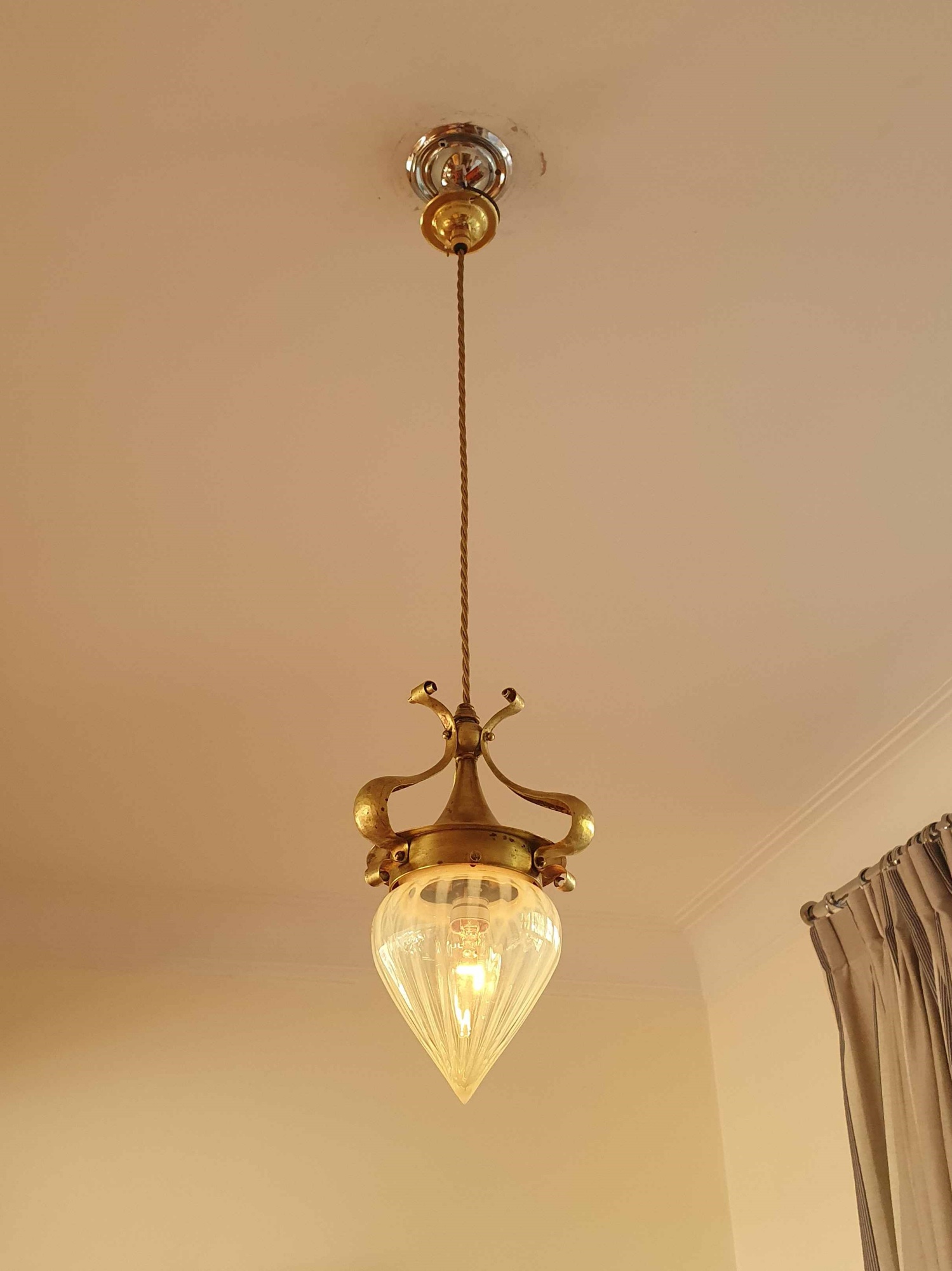 James Powell & Sons (Whitefriars) | Arts & Crafts Pendant Light | England c.1900 | SOLD - Image 4