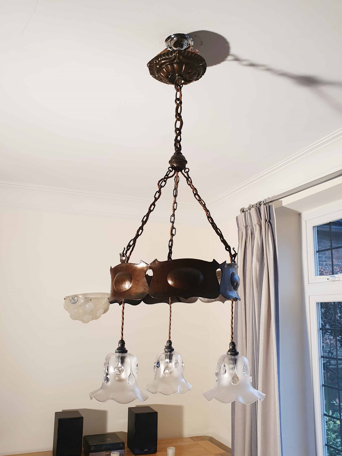 Style of Jesson, Birkett & Co. (Faulkner Bronze Co.) | Arts & Crafts Chandelier | England c.1900 - Image 2