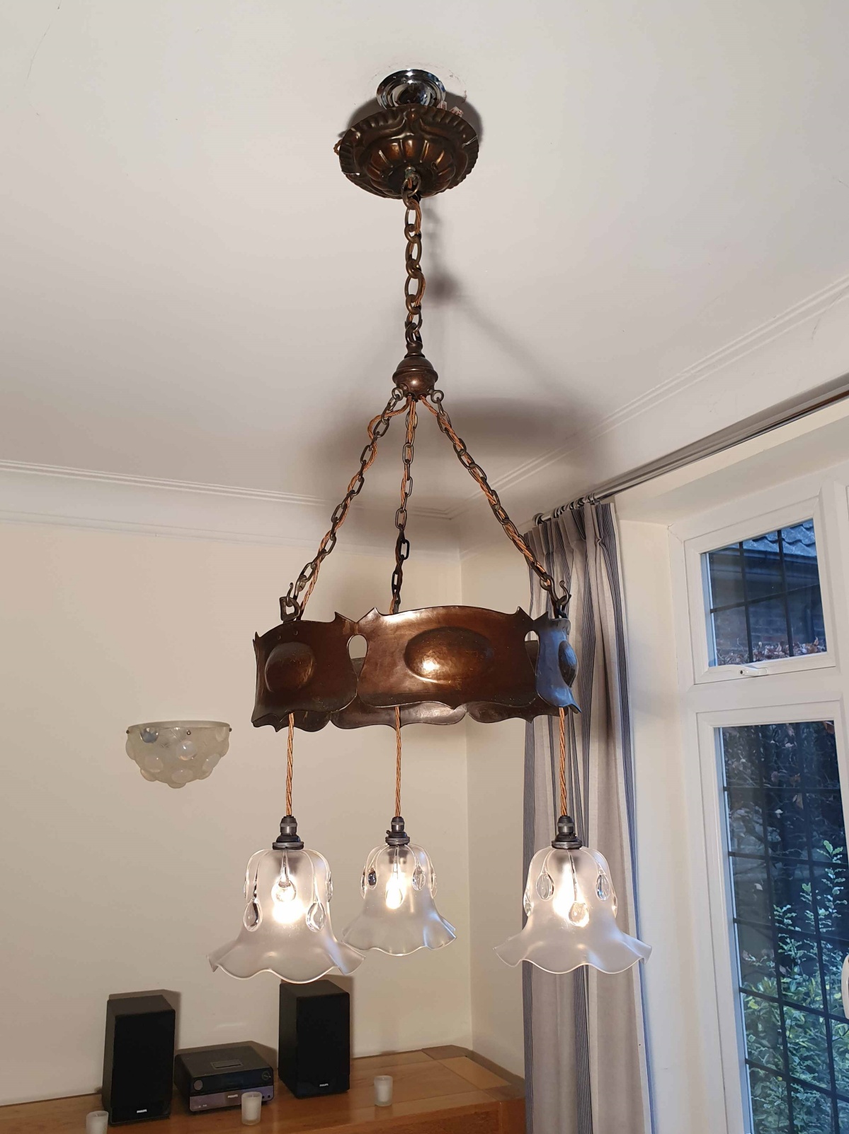 Style of Jesson, Birkett & Co. (Faulkner Bronze Co.) | Arts & Crafts Chandelier | England c.1900 - Image 3