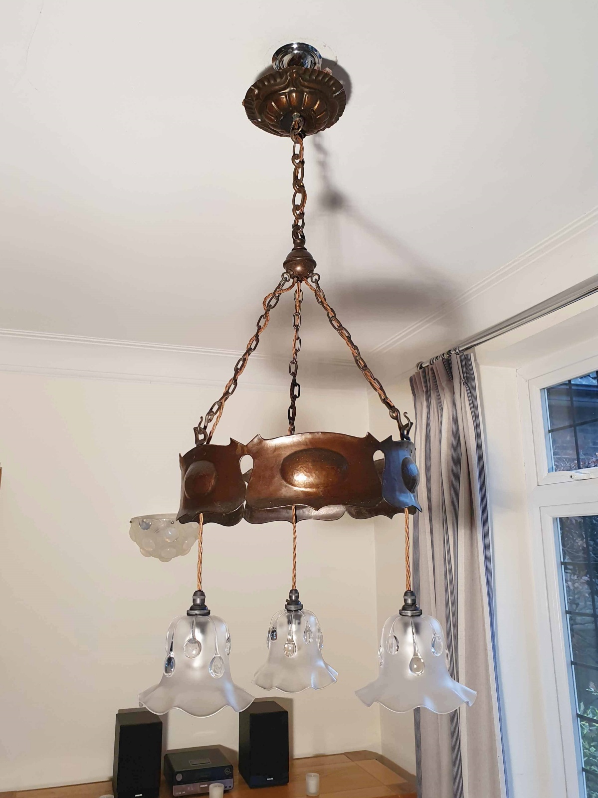 Style of Jesson, Birkett & Co. (Faulkner Bronze Co.) | Arts & Crafts Chandelier | England c.1900 - Image 4